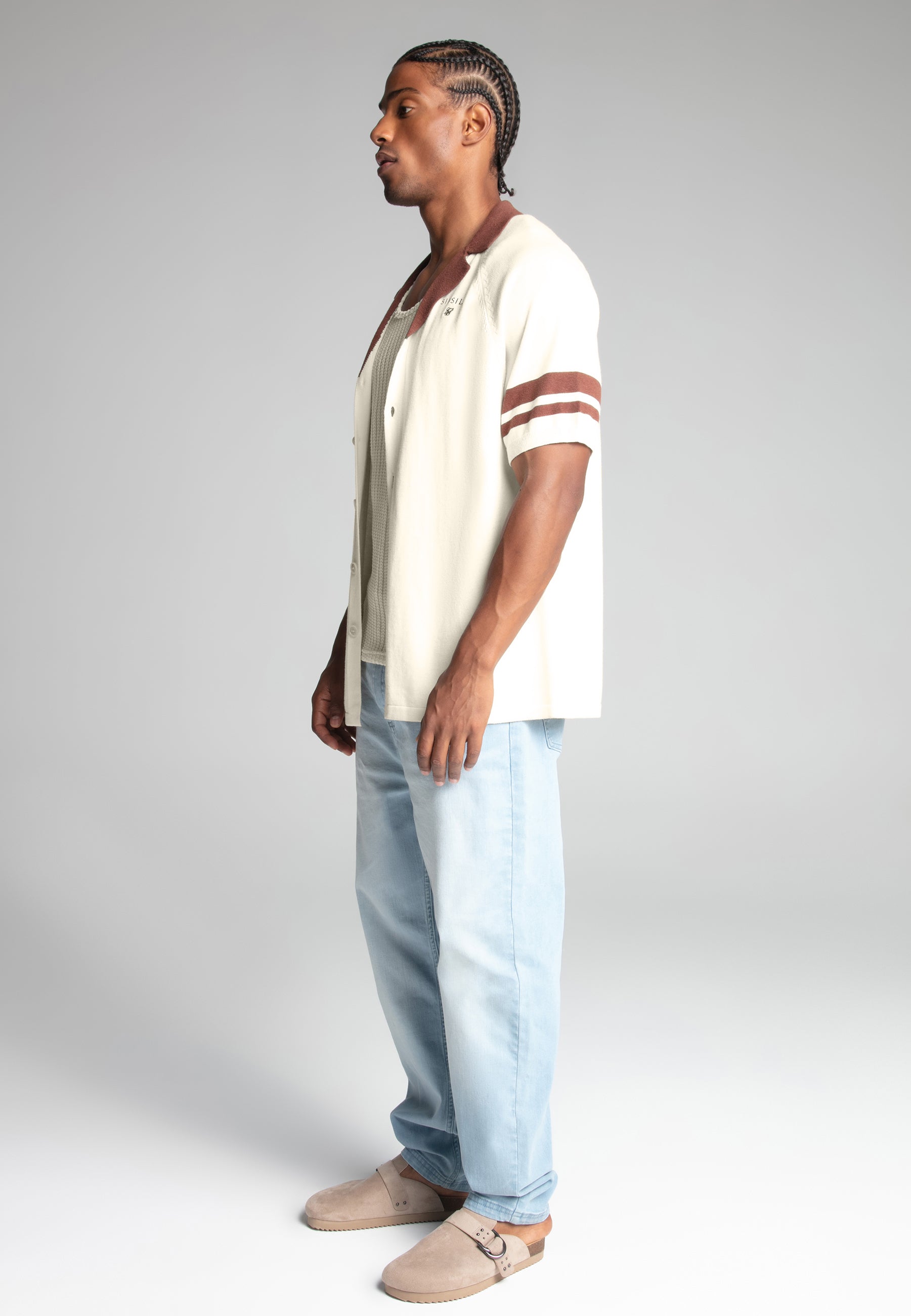 Retro Resort Shirt in Ecru Hemden SikSilk