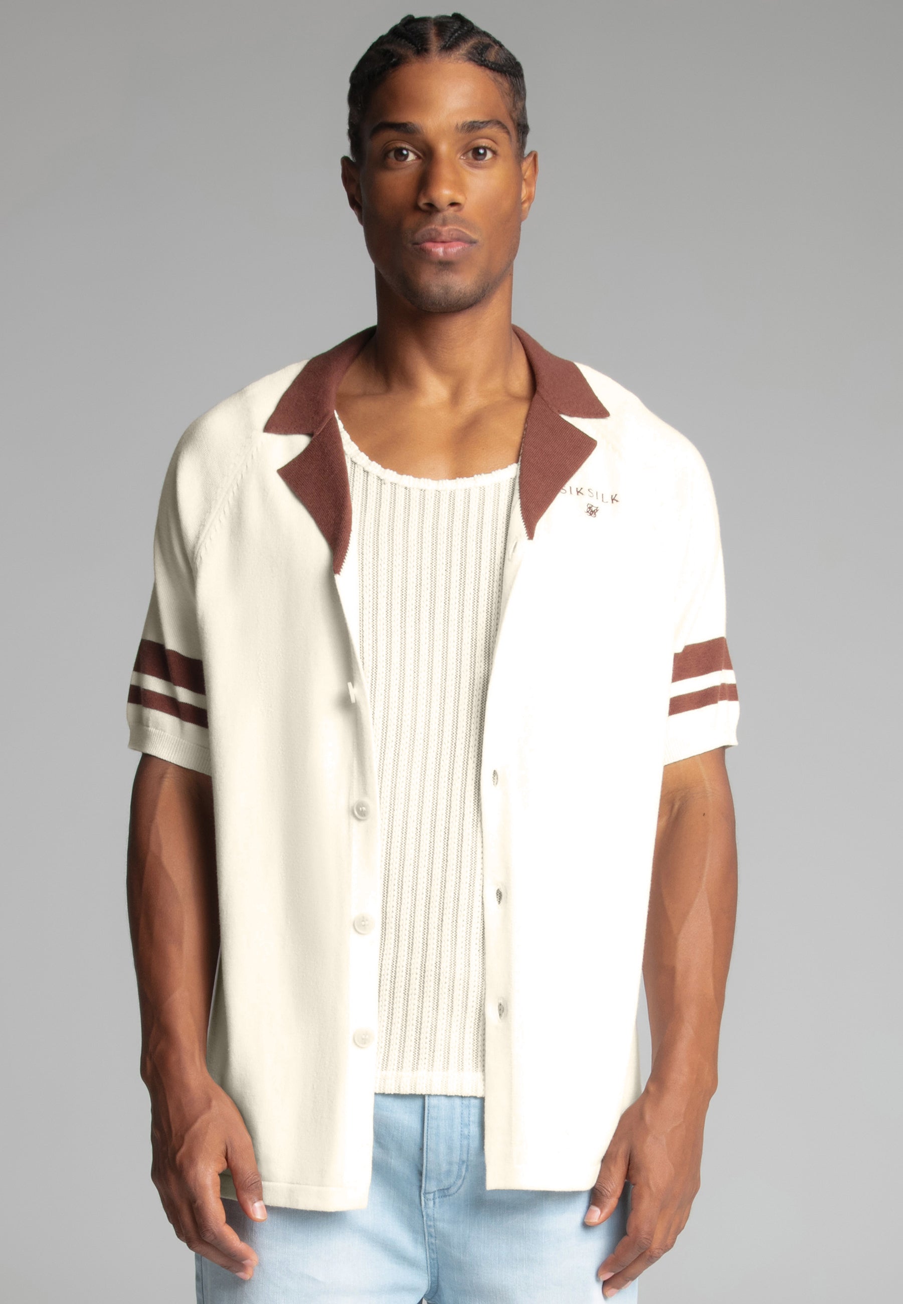 Retro Resort Shirt in Ecru Hemden SikSilk