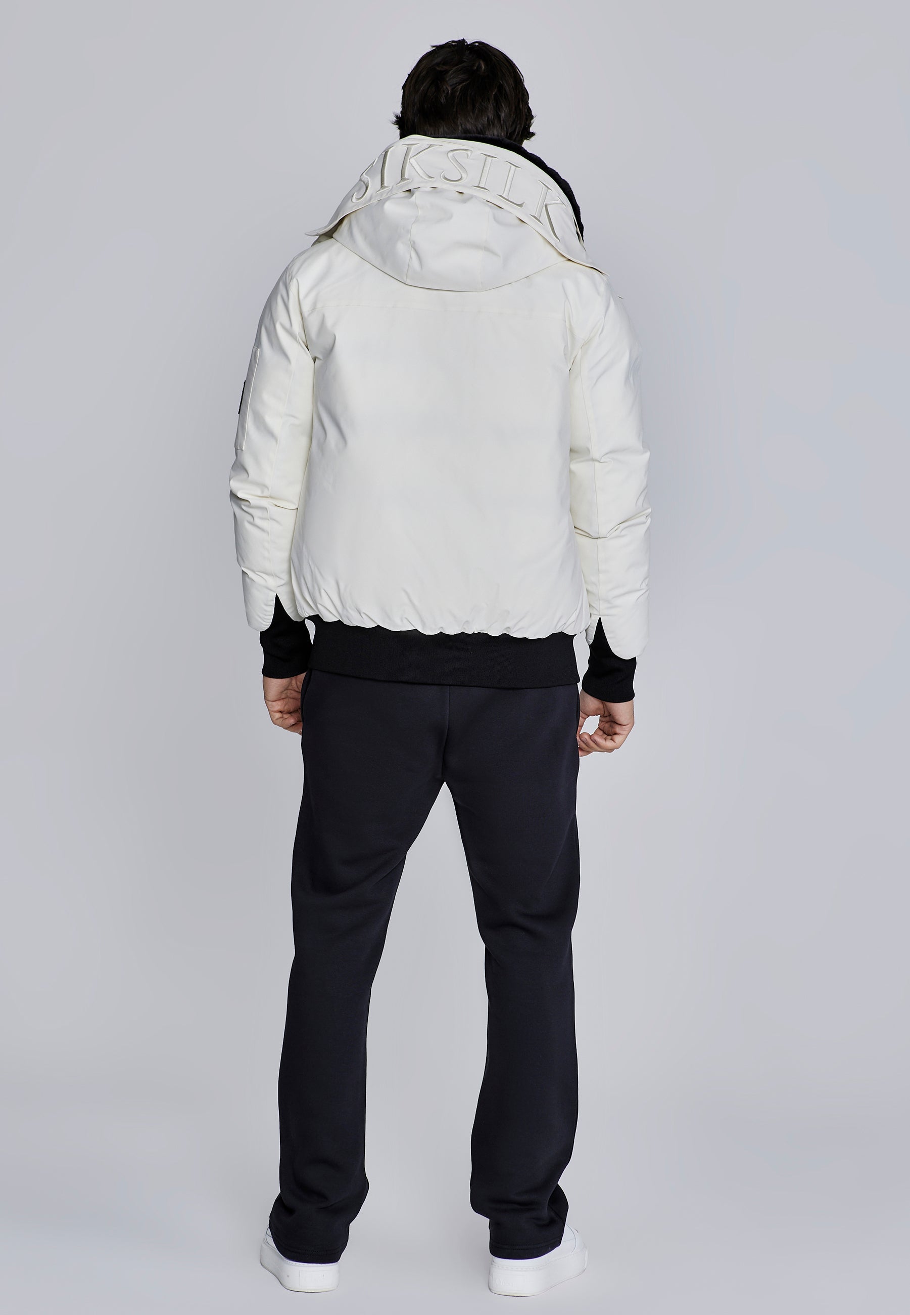 Hooded Bomber Jacket in Ecru Jacken SikSilk