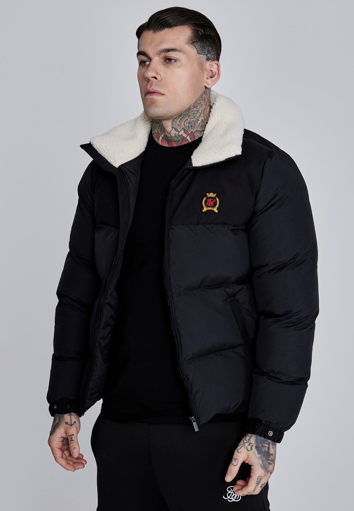 Winterjacke Puffer in Black Jacken SikSilk
