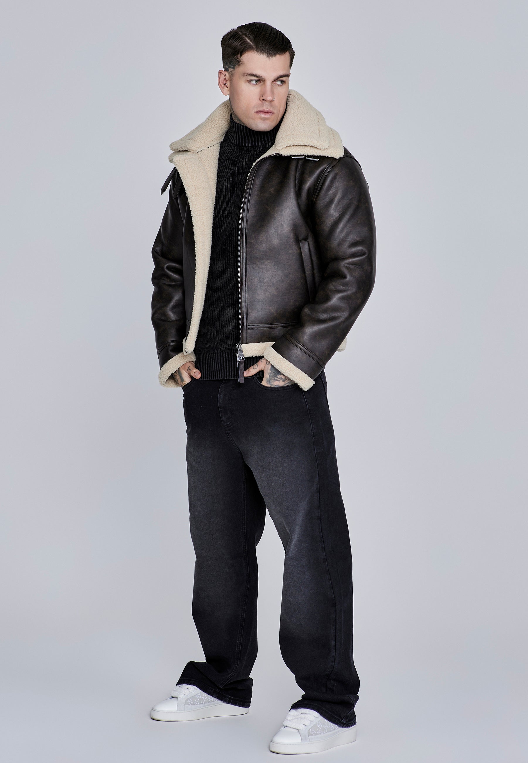 Aviator Jacket in Brown Jacken SikSilk