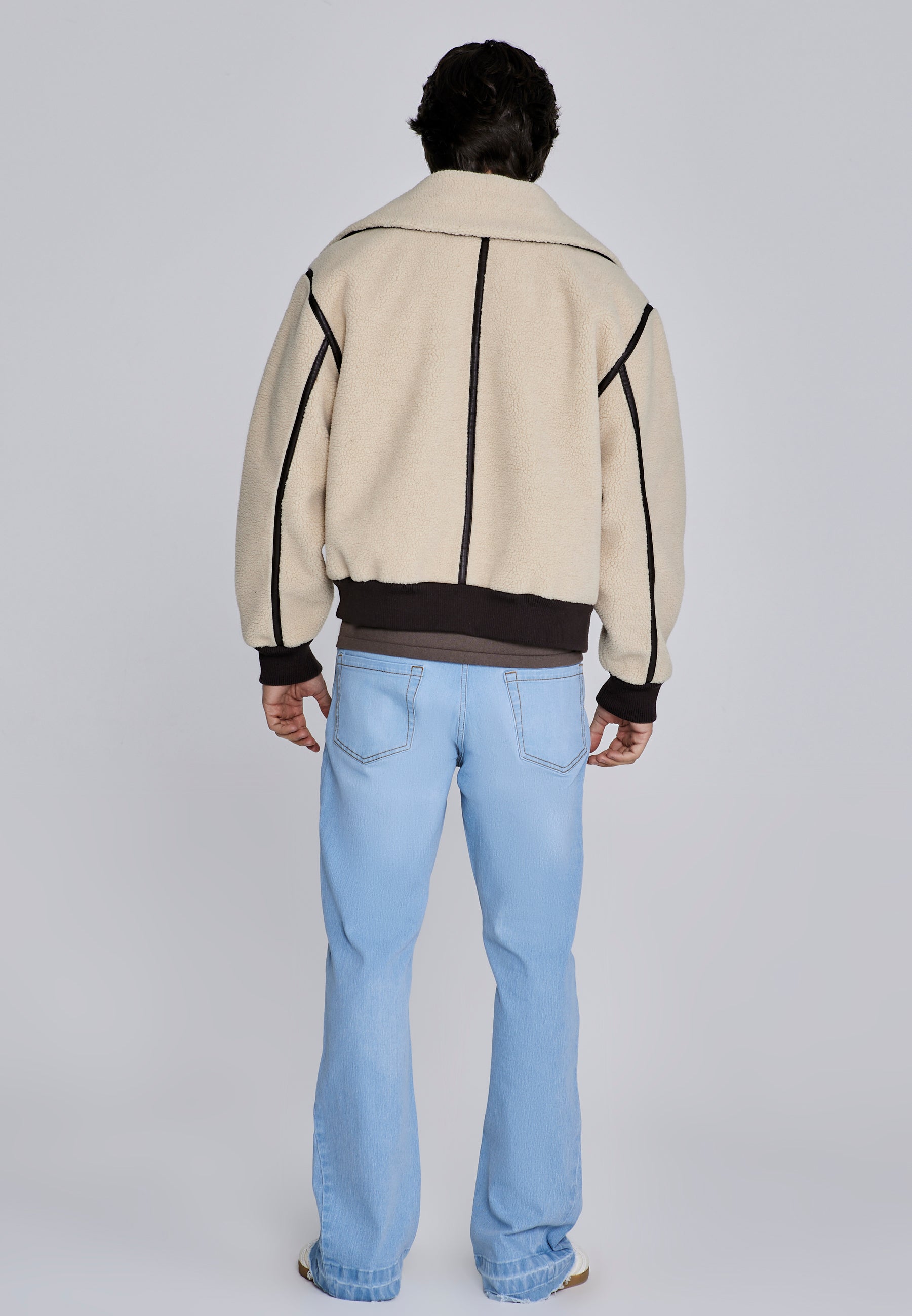 Sherpa Bomber Jacket in Beige Jacken SikSilk