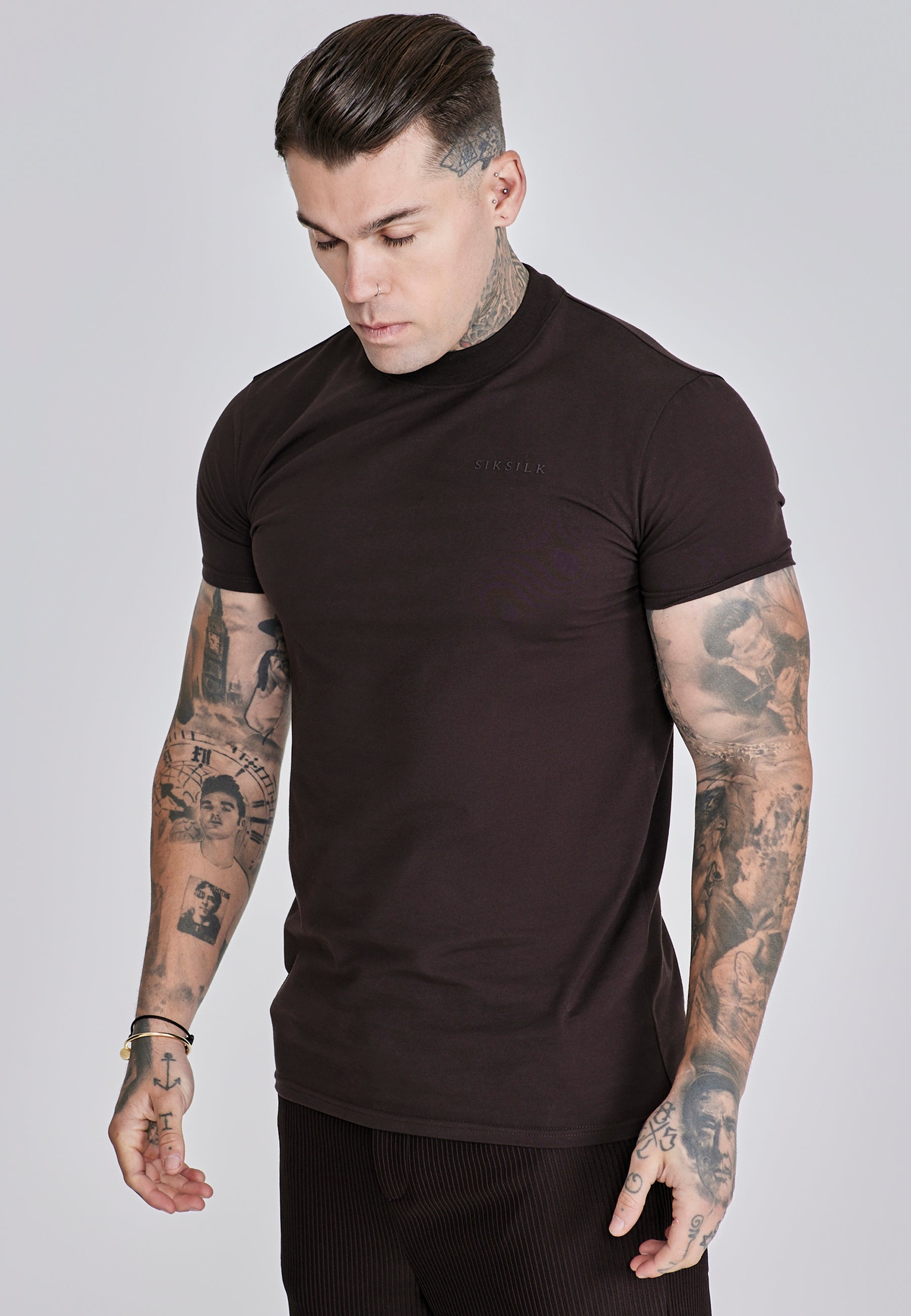 Muscle Fit T-Shirt in Brown T-Shirts SikSilk