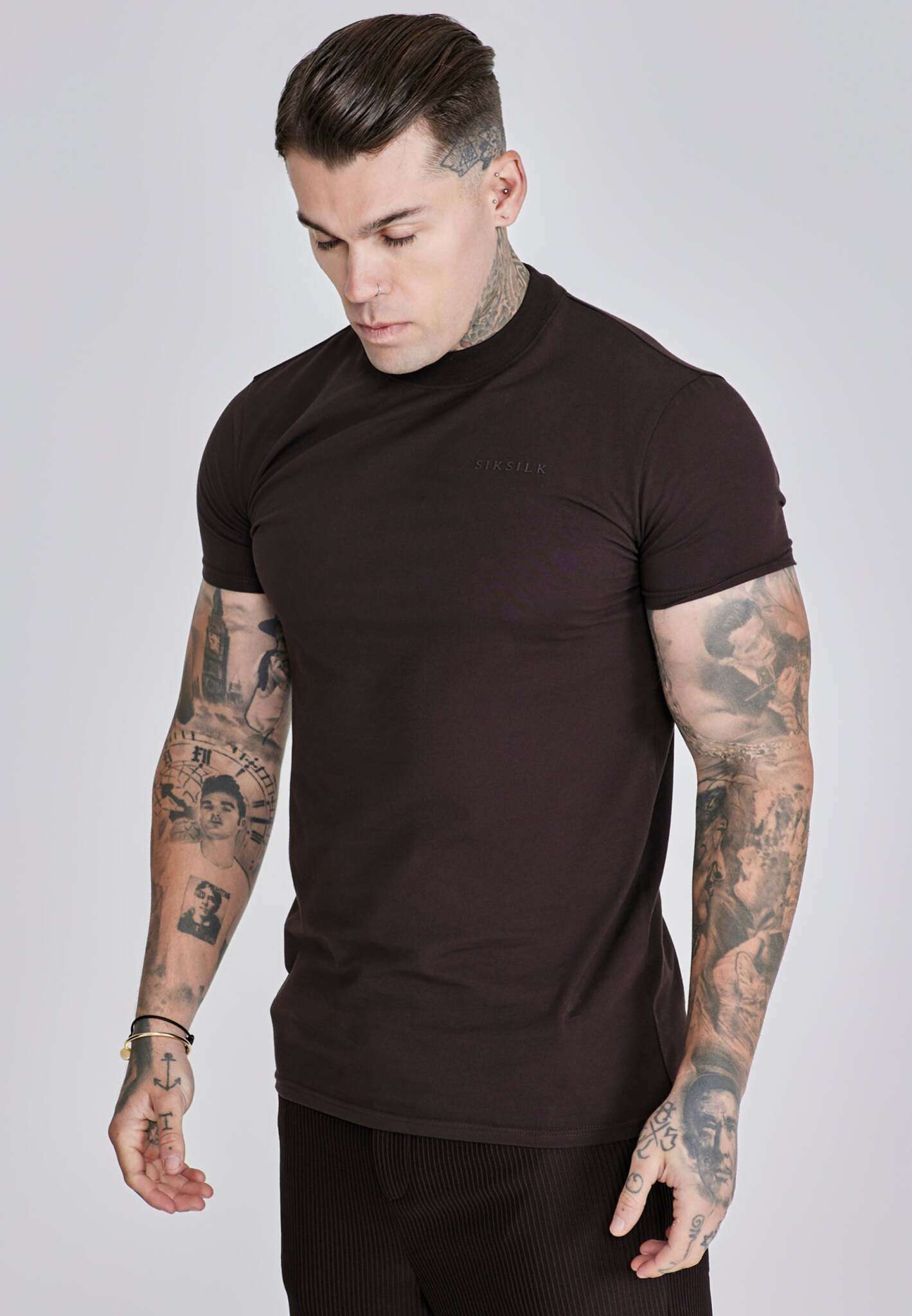 Muscle Fit T-Shirt in Brown T-Shirts SikSilk