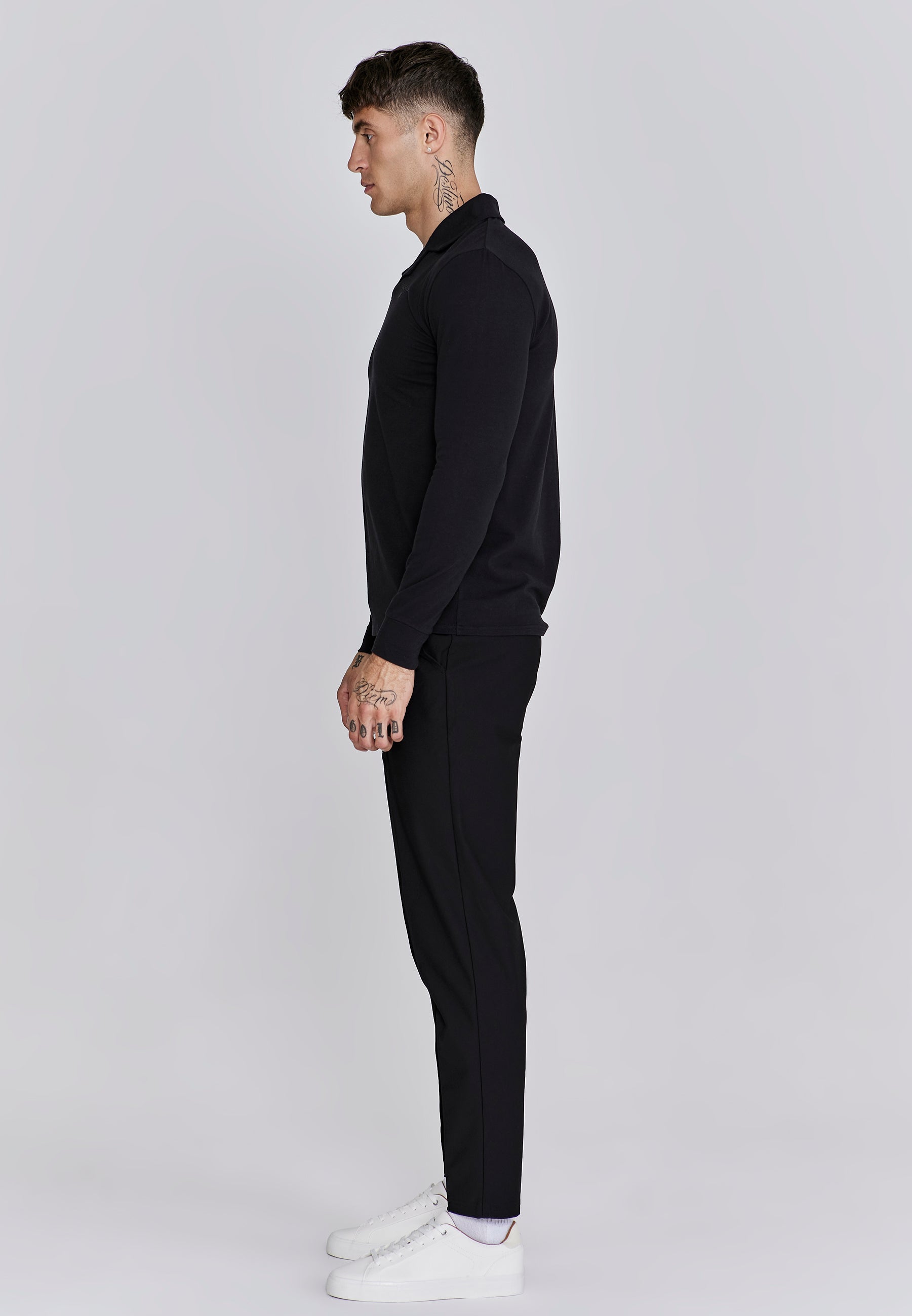 Smart Revere Polo Longsleeve in Black Polos SikSilk
