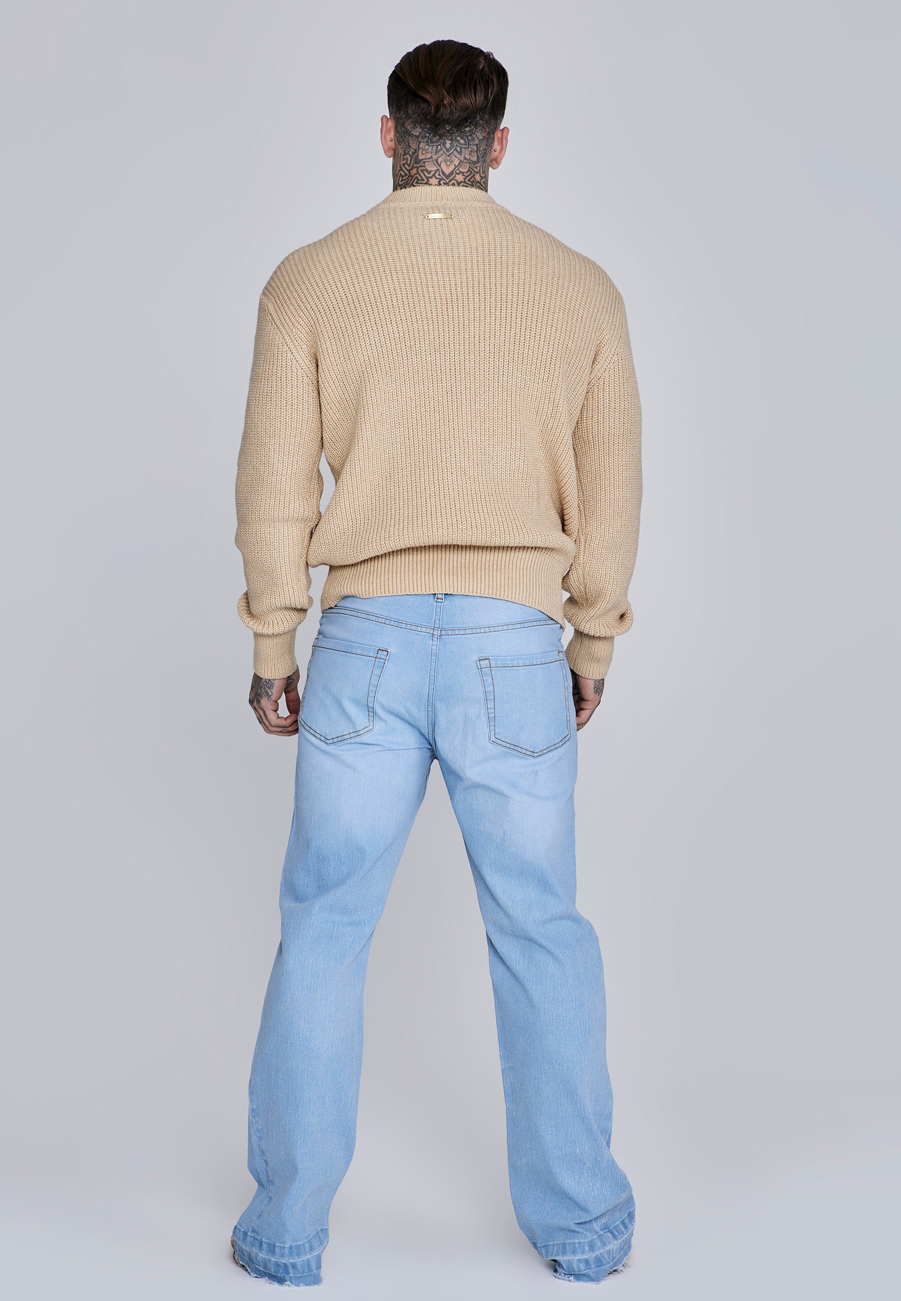 Knitted Sweater in Ecru Pullover SikSilk