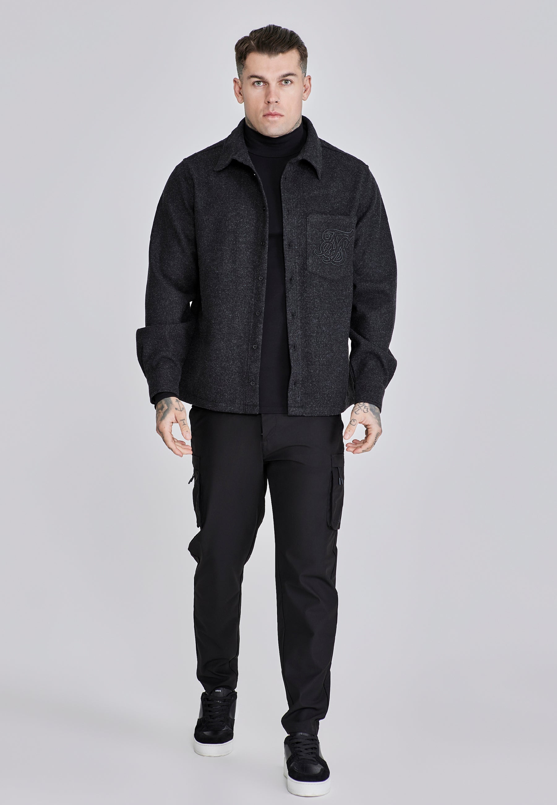 Overshirt in Dark Grey Hemden SikSilk