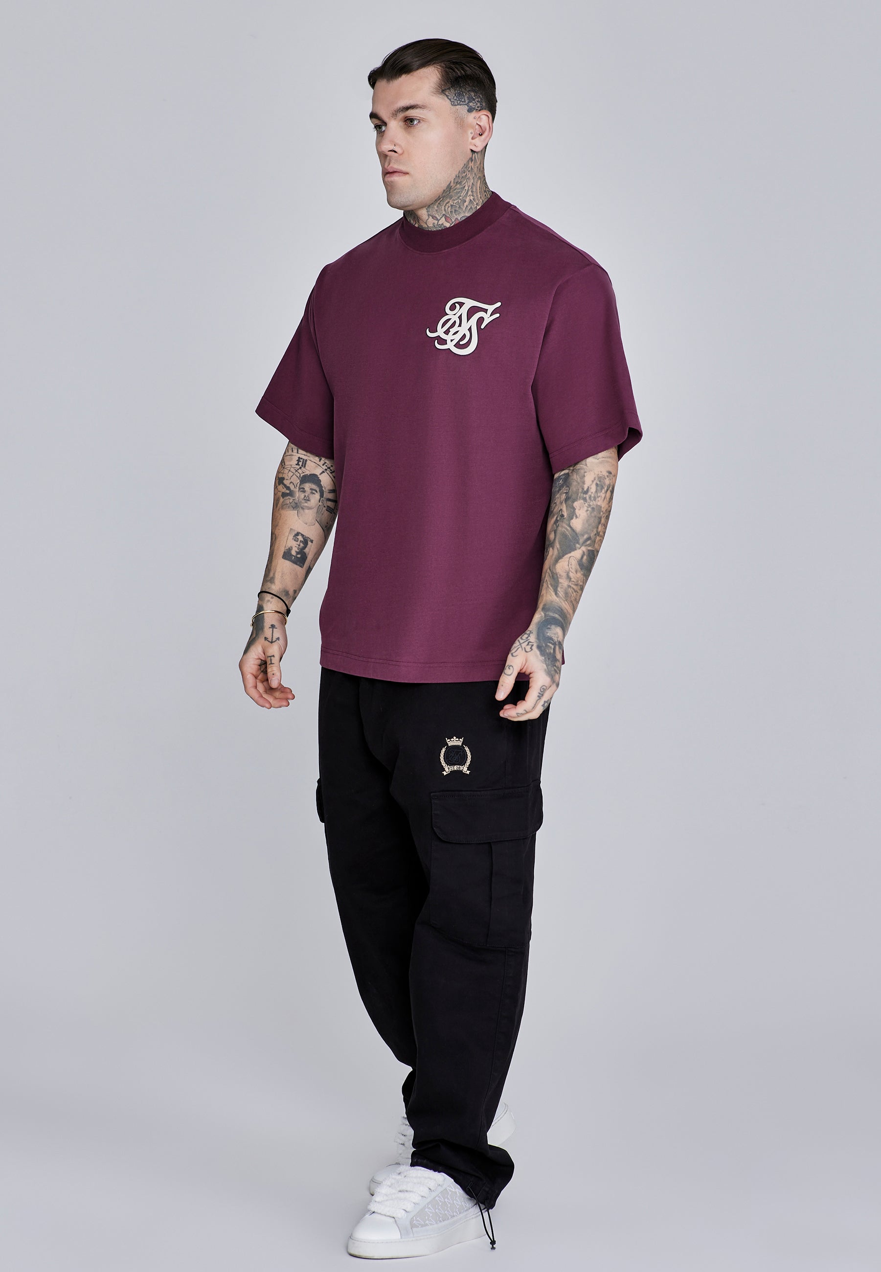 Logo T-Shirt in Burgundy T-Shirts SikSilk