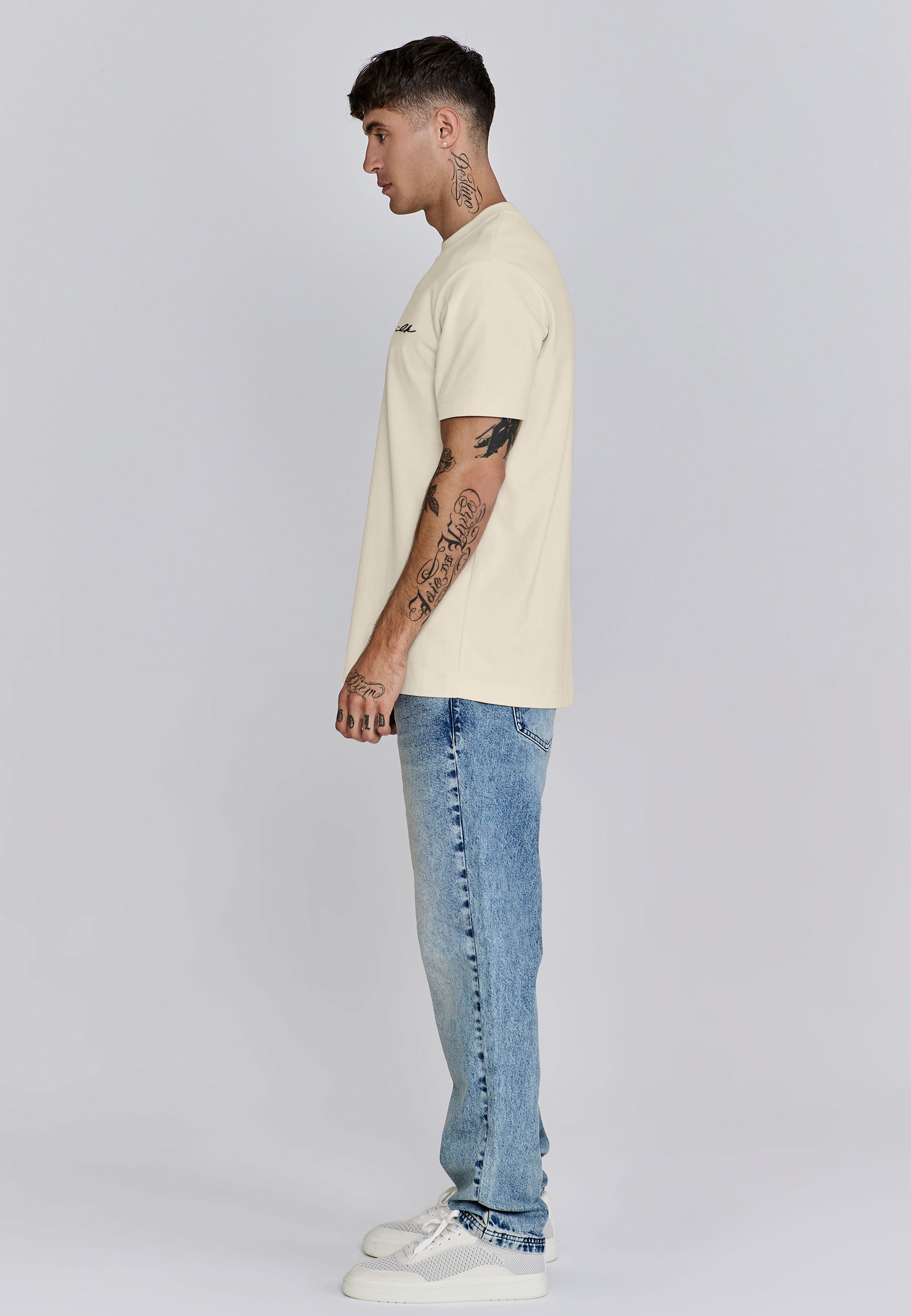 Signature T-Shirt in Ecru T-Shirts SikSilk