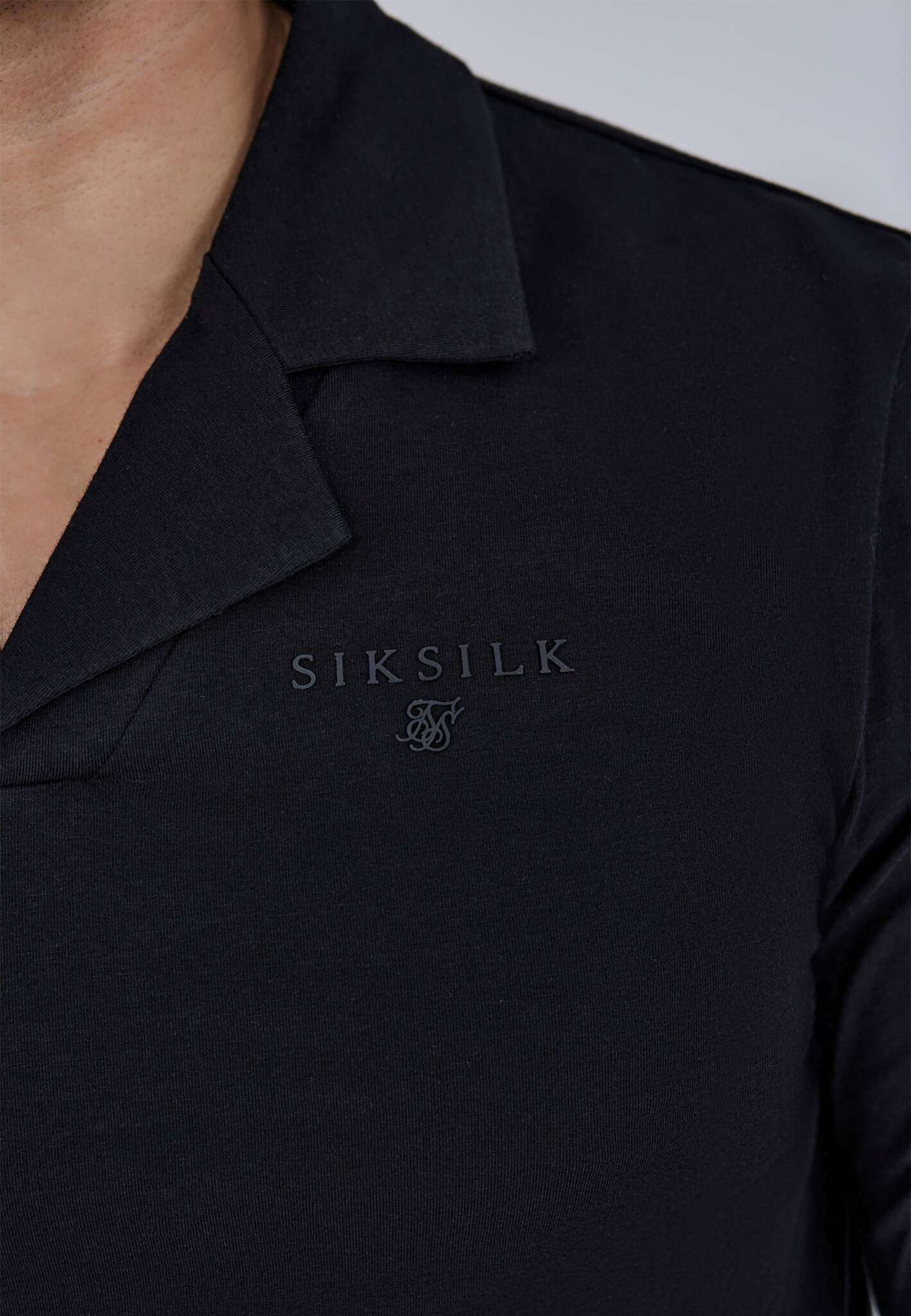 Long Sleeve Polo in Black T-Shirts SikSilk