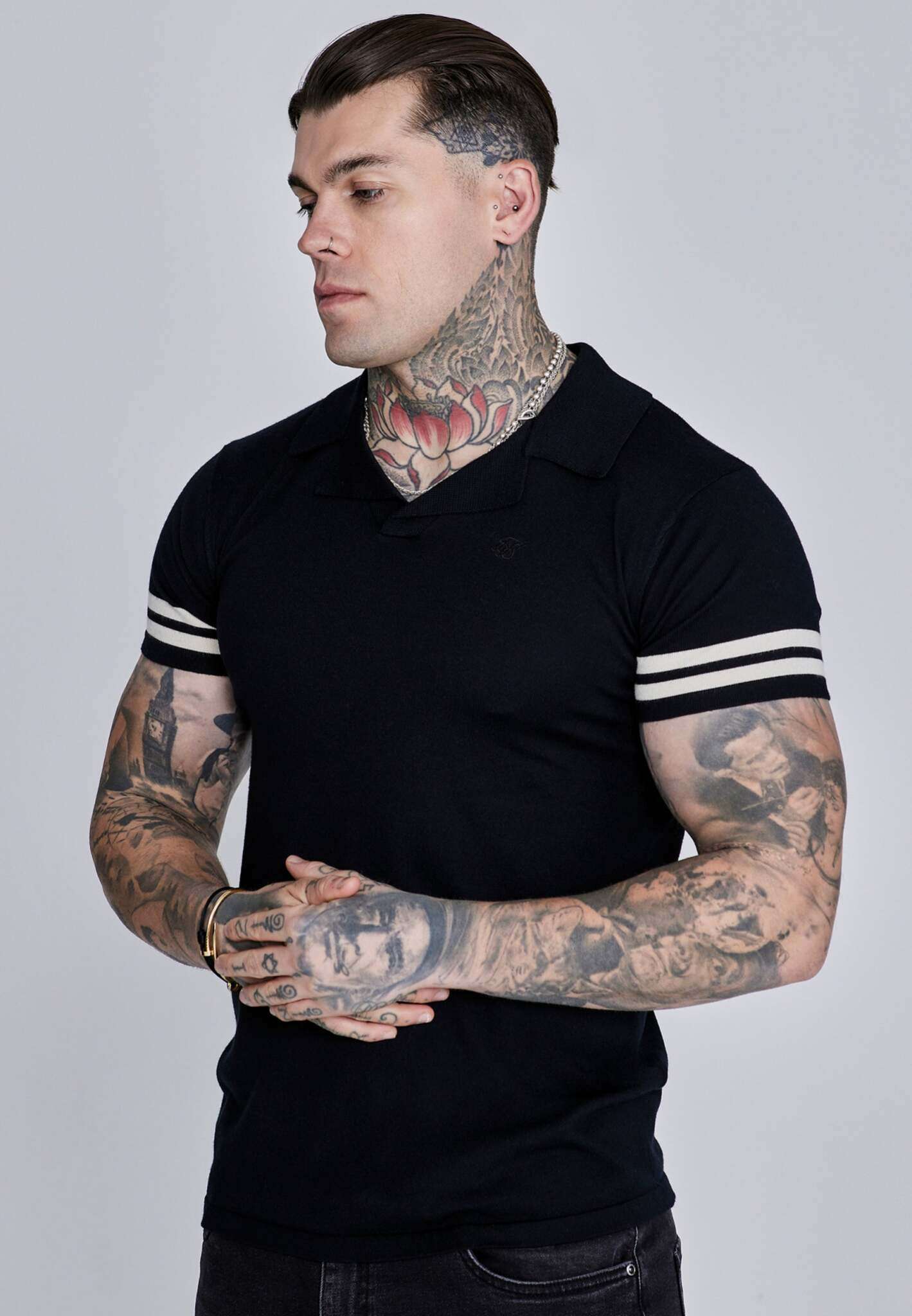 Tournament Revere Polo in Black T-Shirts SikSilk