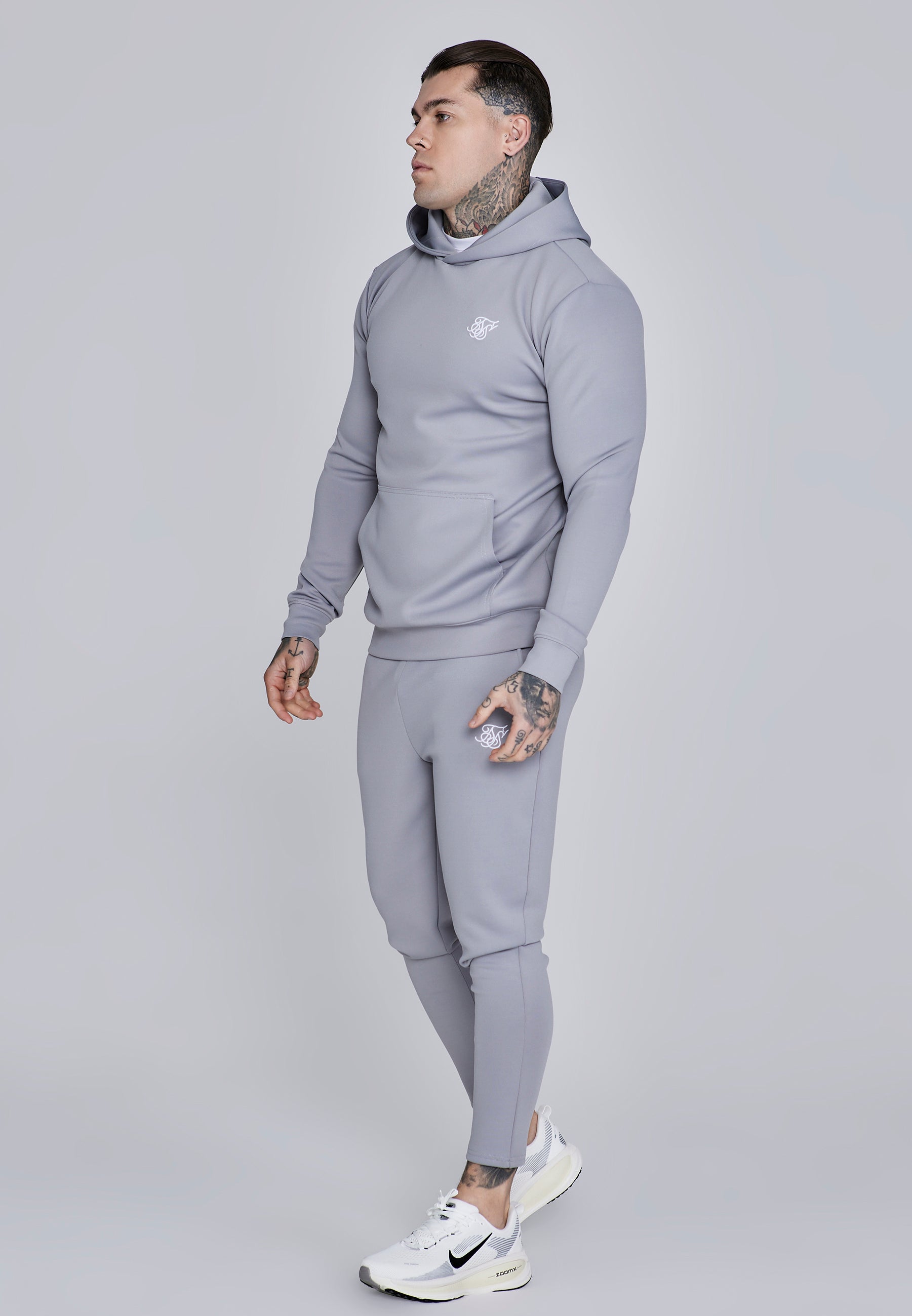Essentials Poly Hoodie in Grey Kapuzenpullover SikSilk