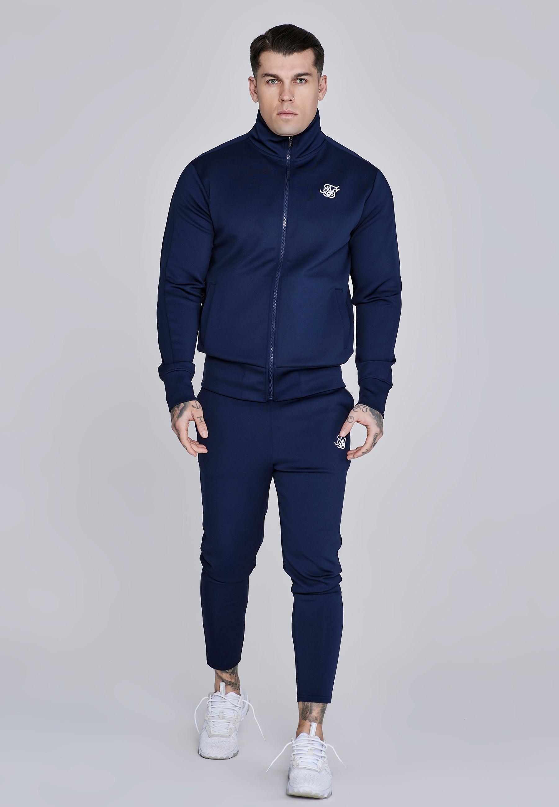 Essentials Poly Track Top in Navy Sweatjacken SikSilk