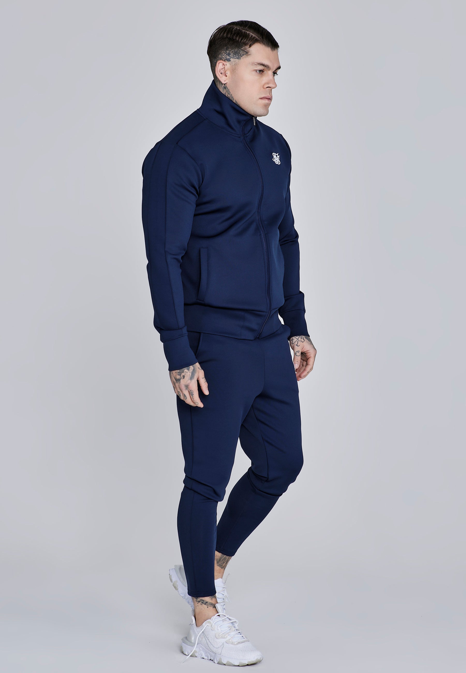 Essentials Poly Track Top in Navy Sweatjacken SikSilk