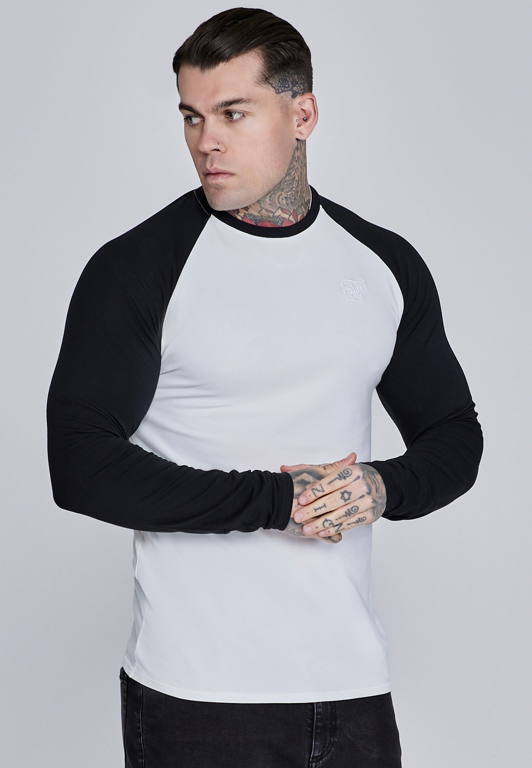 Muscle Fit T-Shirt in White, Black T-Shirts SikSilk
