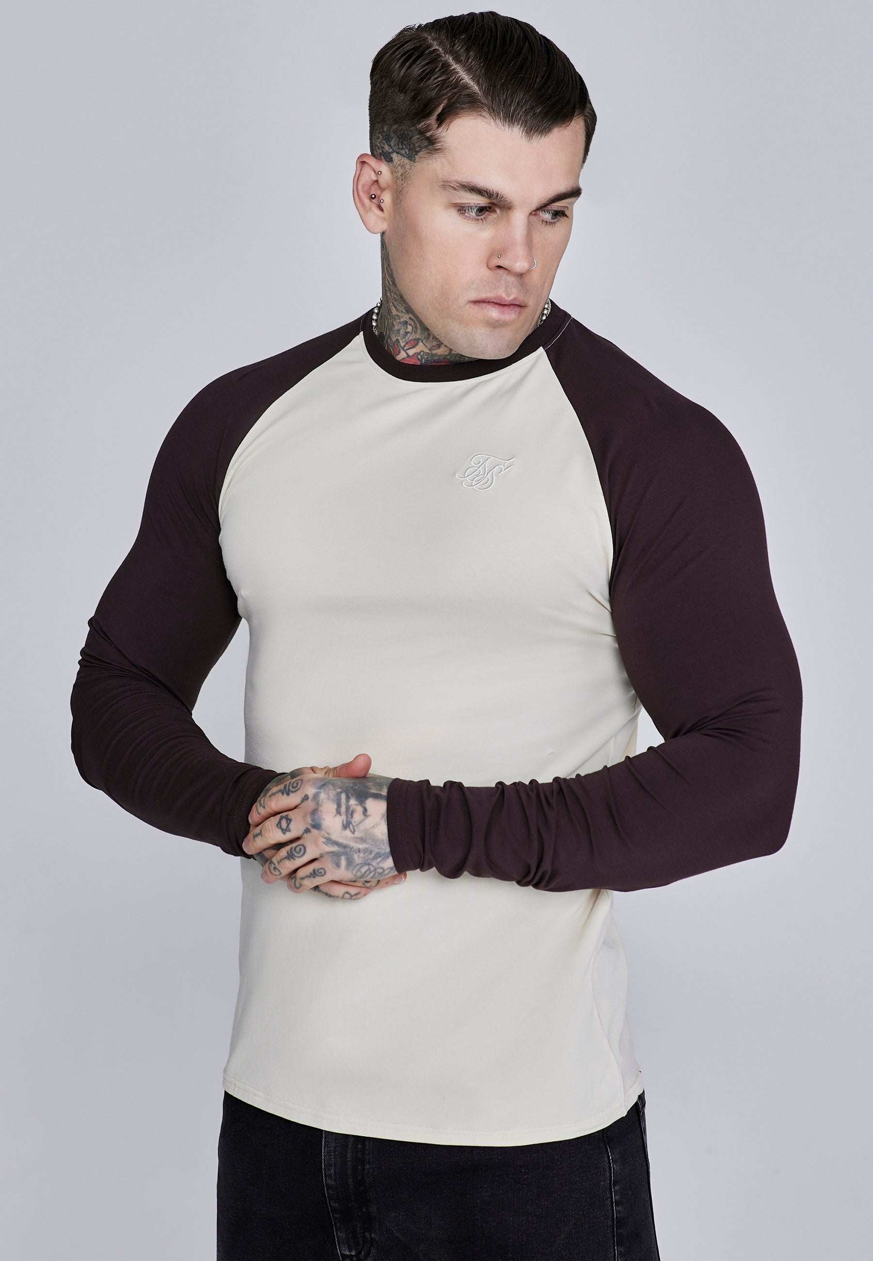 Muscle Fit T-Shirt in Ecru, Brown T-Shirts SikSilk