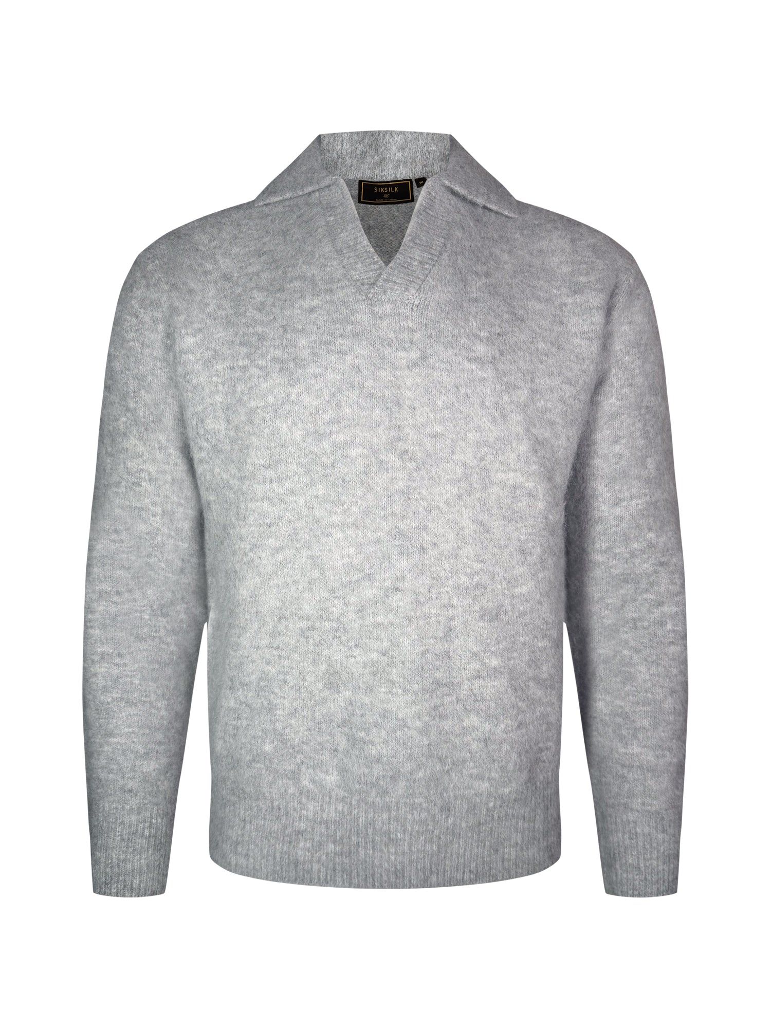Knitted Polo Sweater in Grey Pullover SikSilk