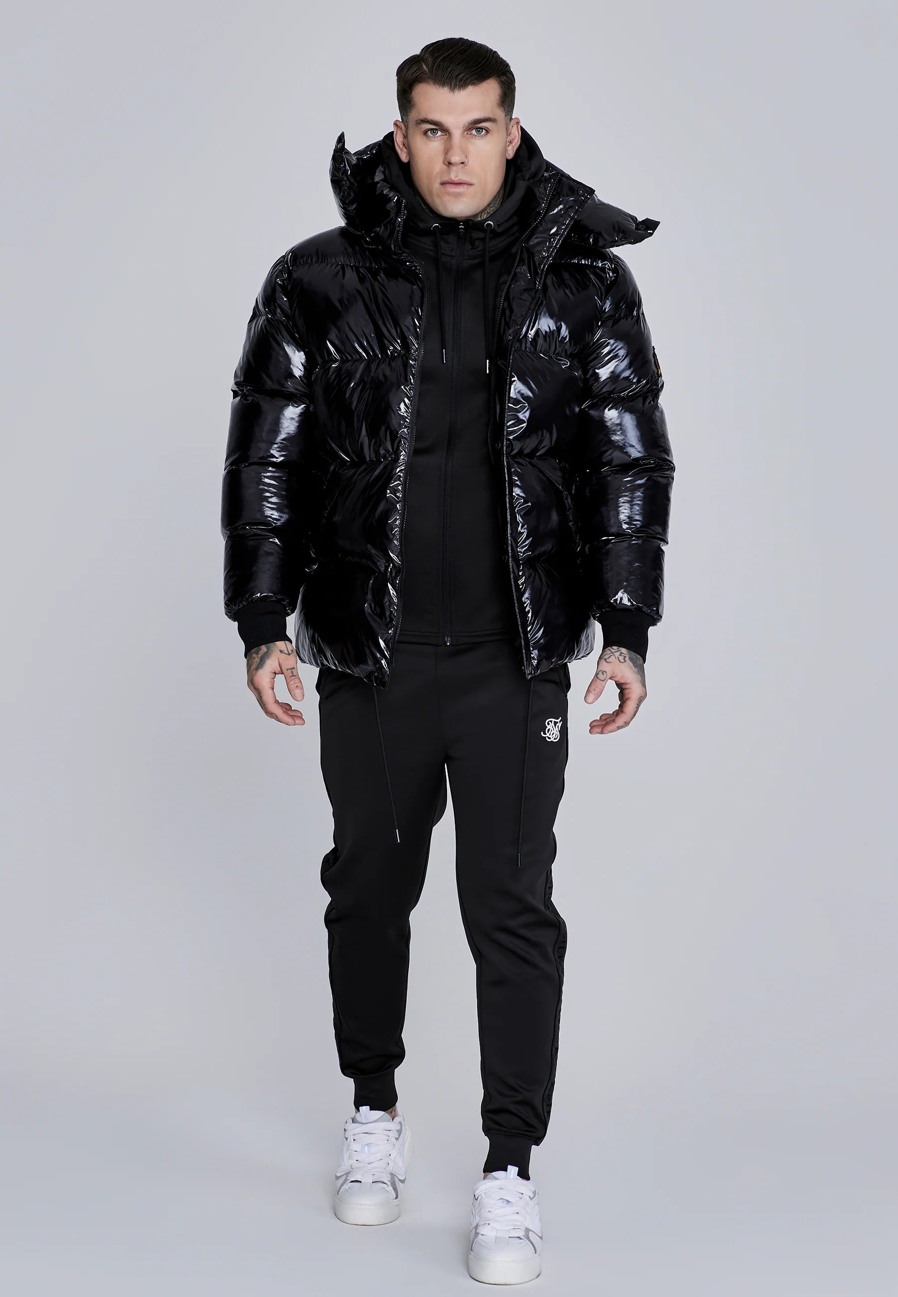 High Shine Puffer Jacket in Black