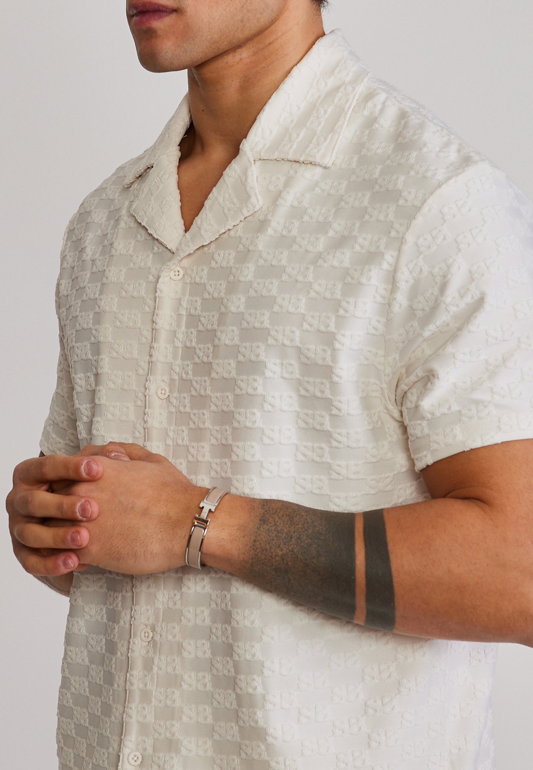 Towelling Shirt in Ecru Hemden SikSilk