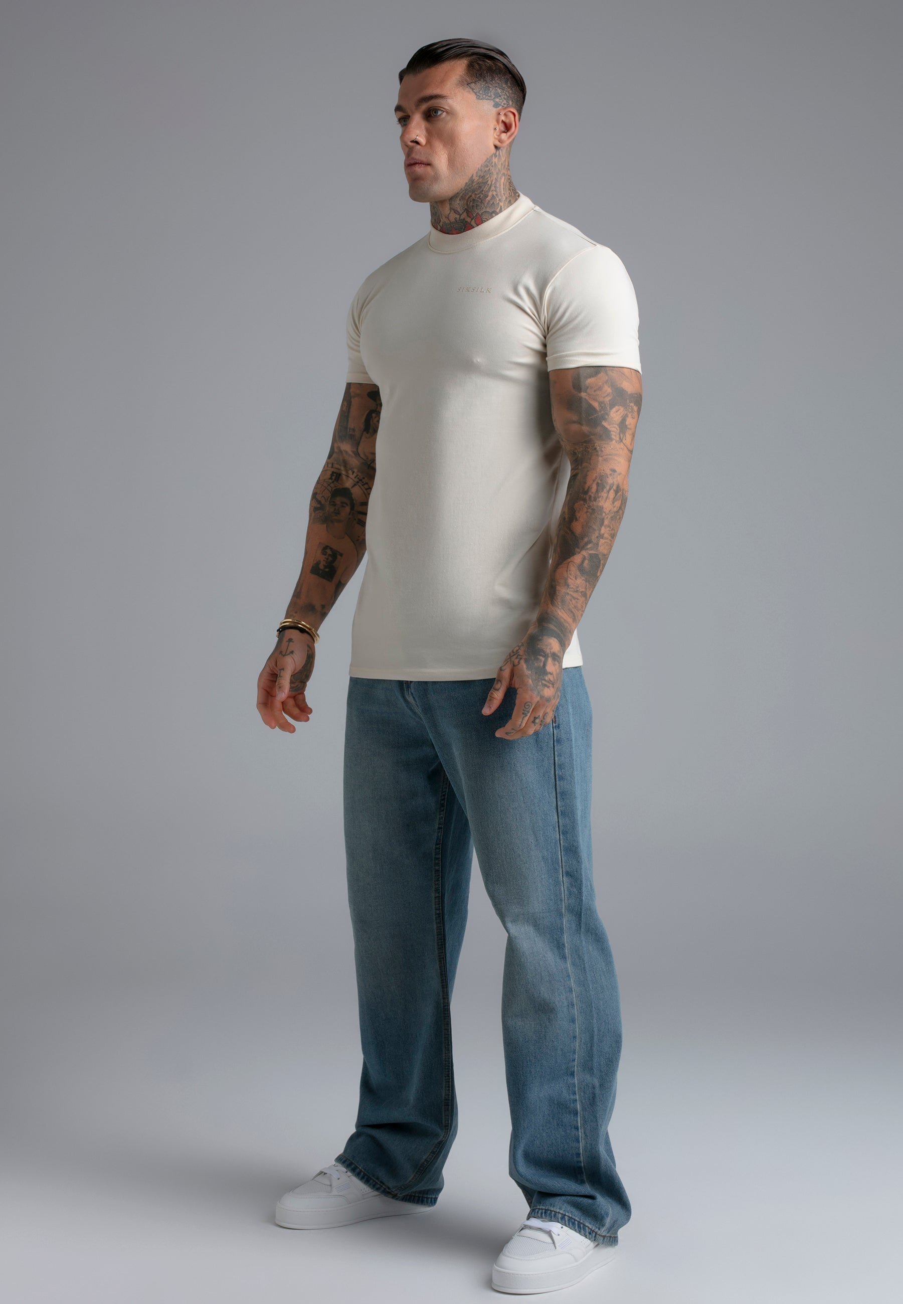 Muscle Fit T-Shirt in Ecru T-Shirts SikSilk