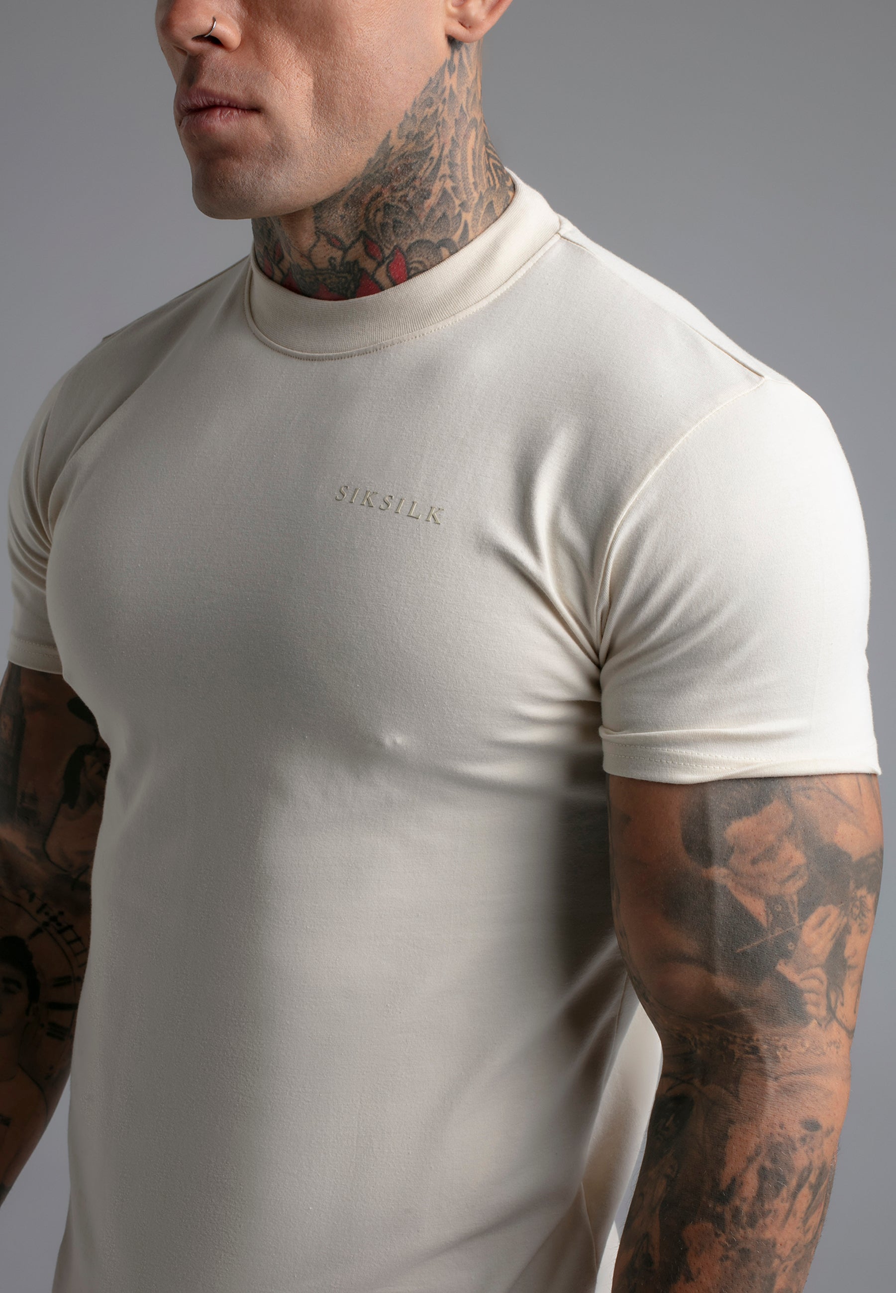 Muscle Fit T-Shirt in Ecru T-Shirts SikSilk