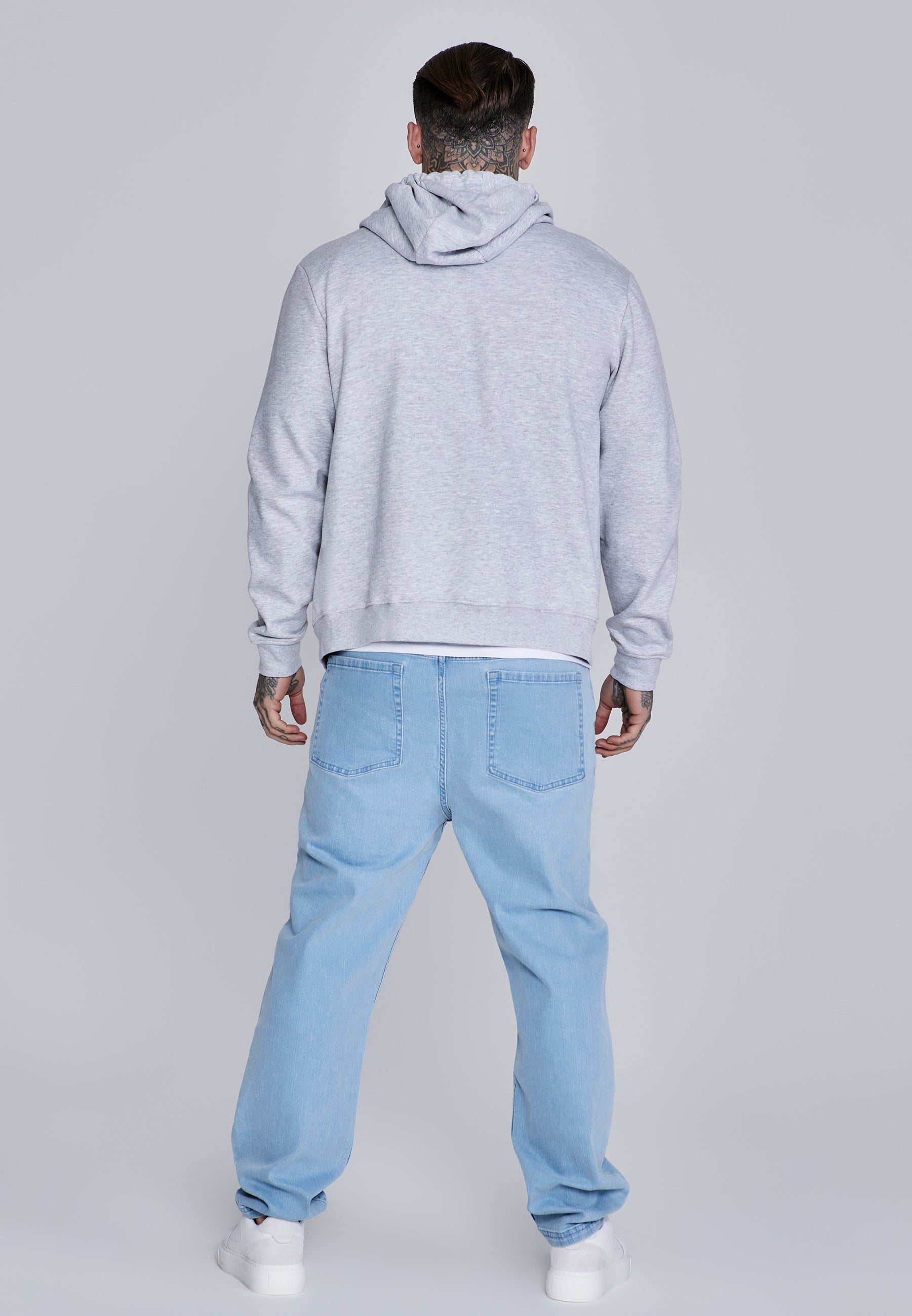 Essentials Full Zip Hoodie in Grey Marl Sweatjacken SikSilk