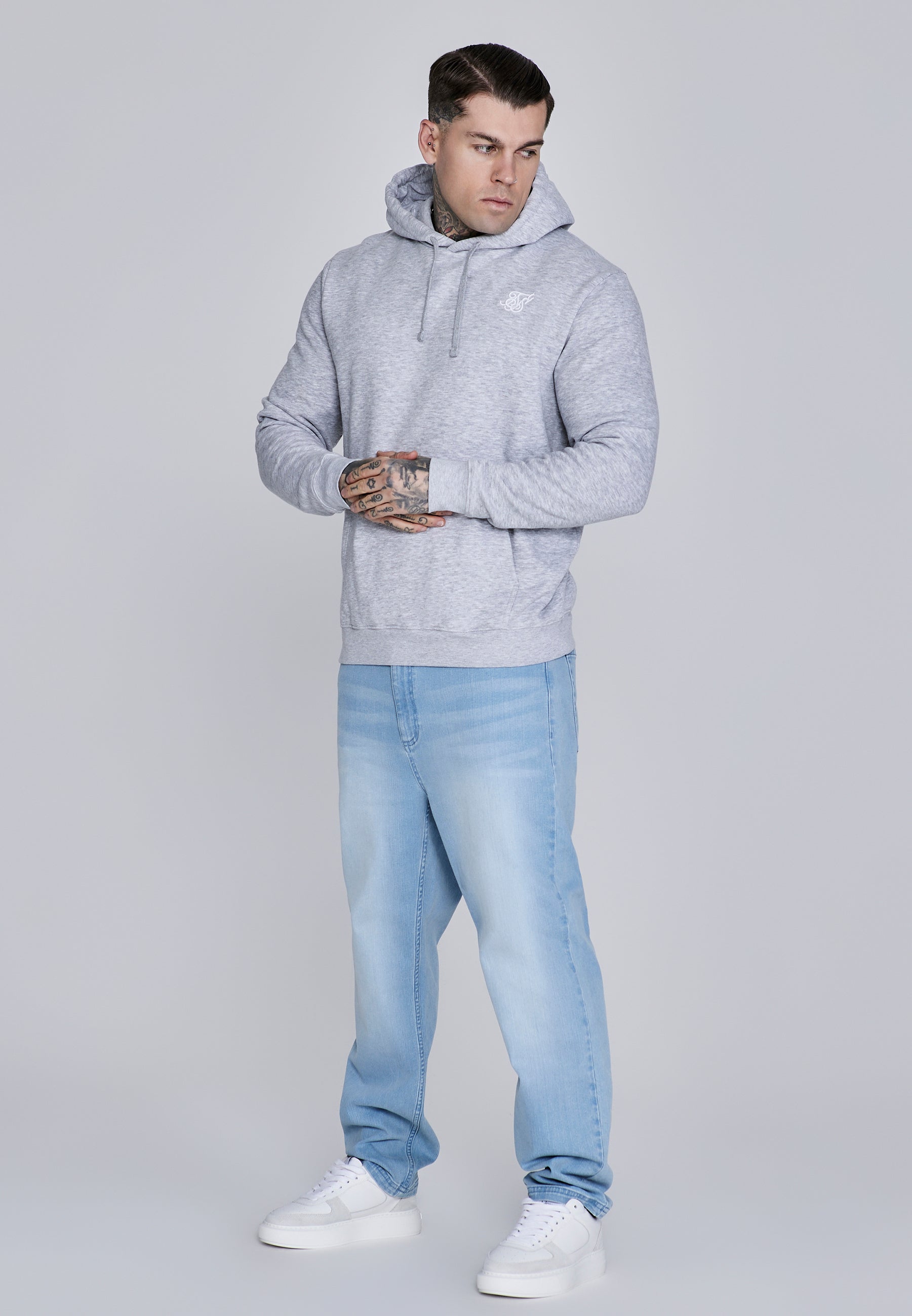 Essentials Hoodie in Grey Marl Kapuzenpullover SikSilk