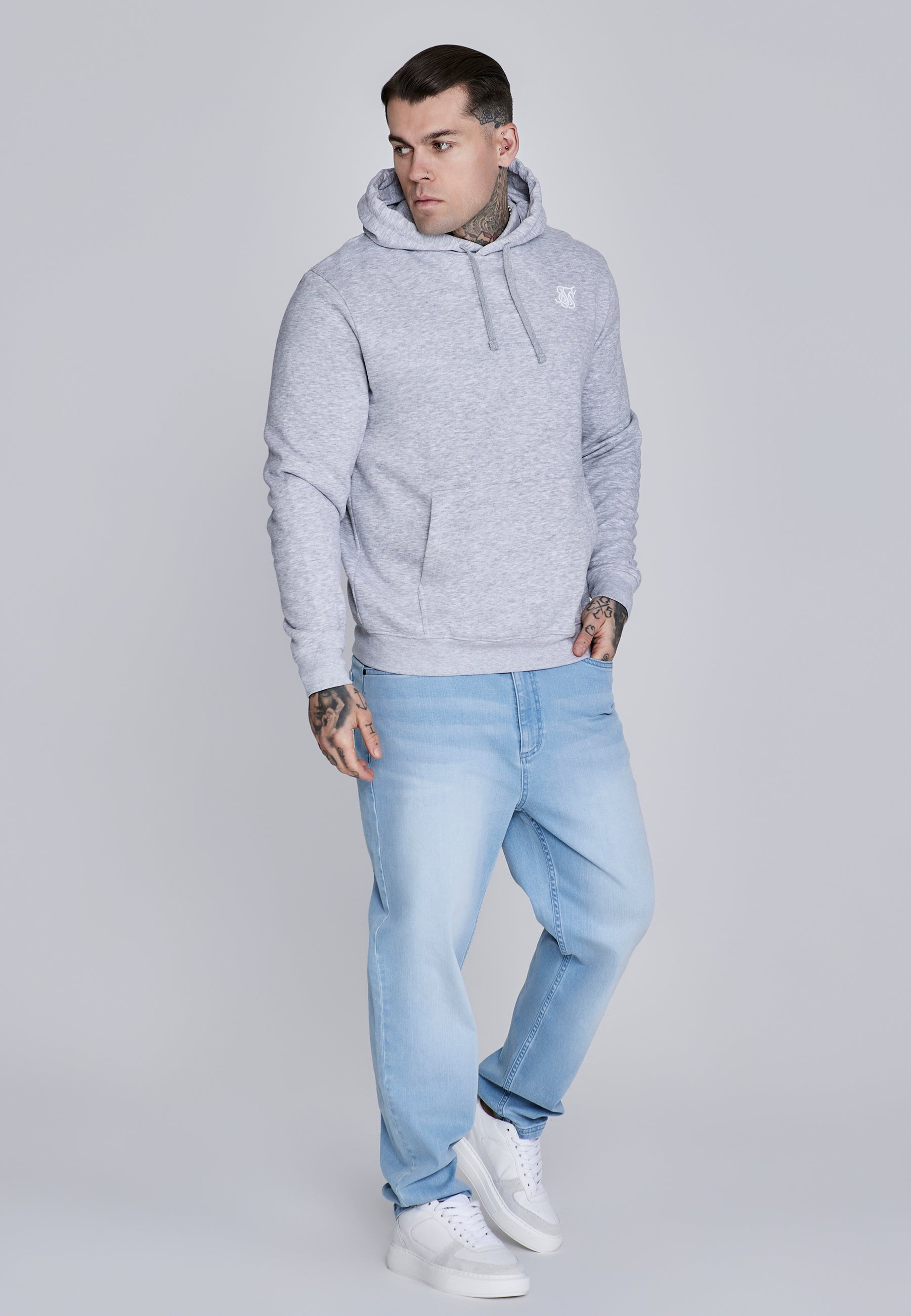 Essentials Hoodie in Grey Marl Kapuzenpullover SikSilk
