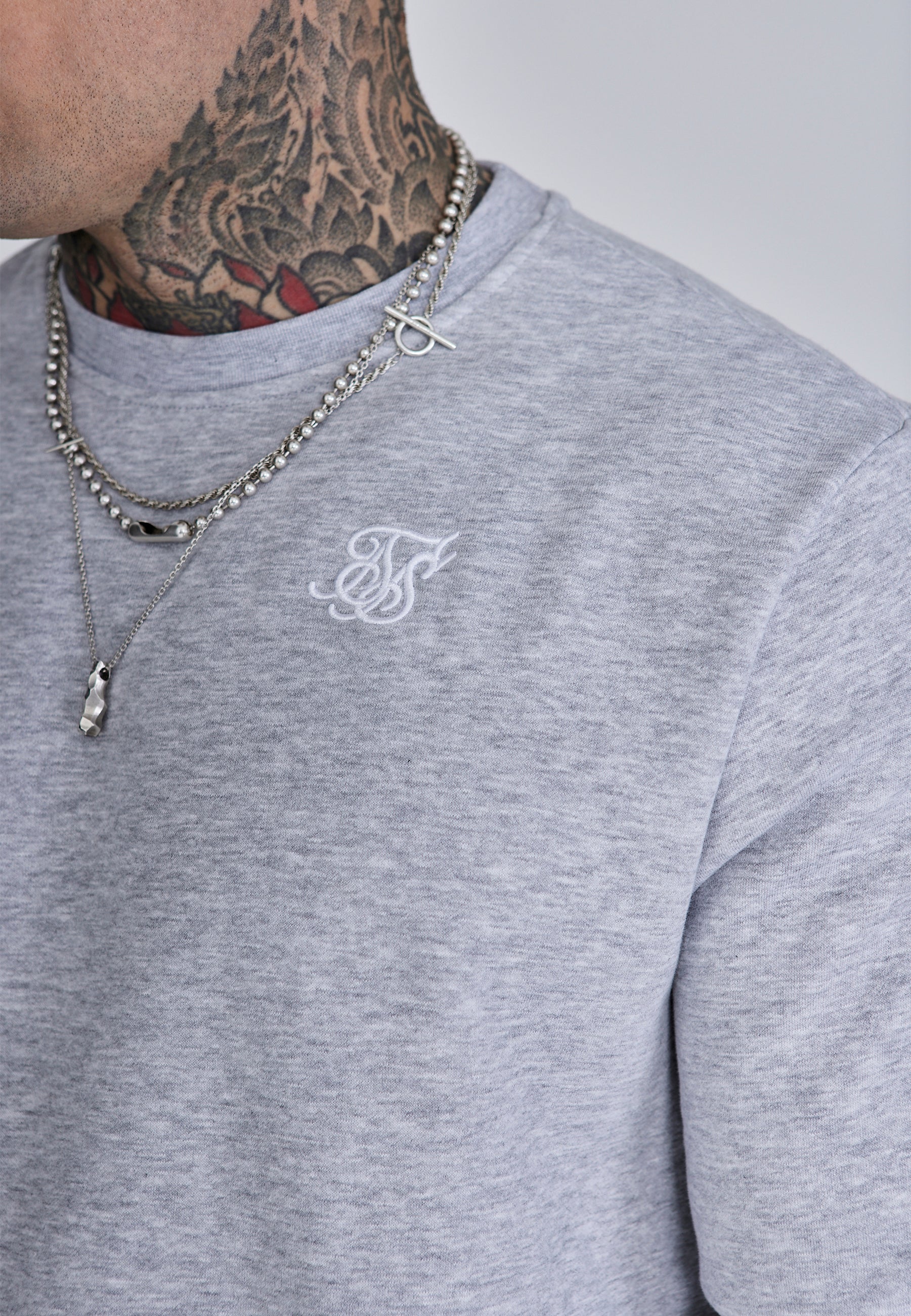 Essentials Sweater in Grey Marl Sweatshirts SikSilk