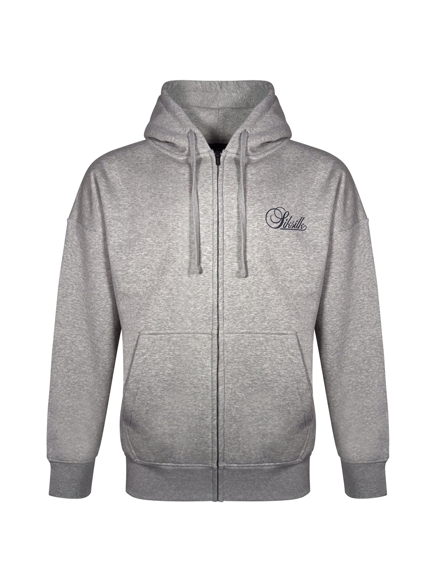 Essentials Full Zip Hoodie in Grey Marl Sweatjacken SikSilk