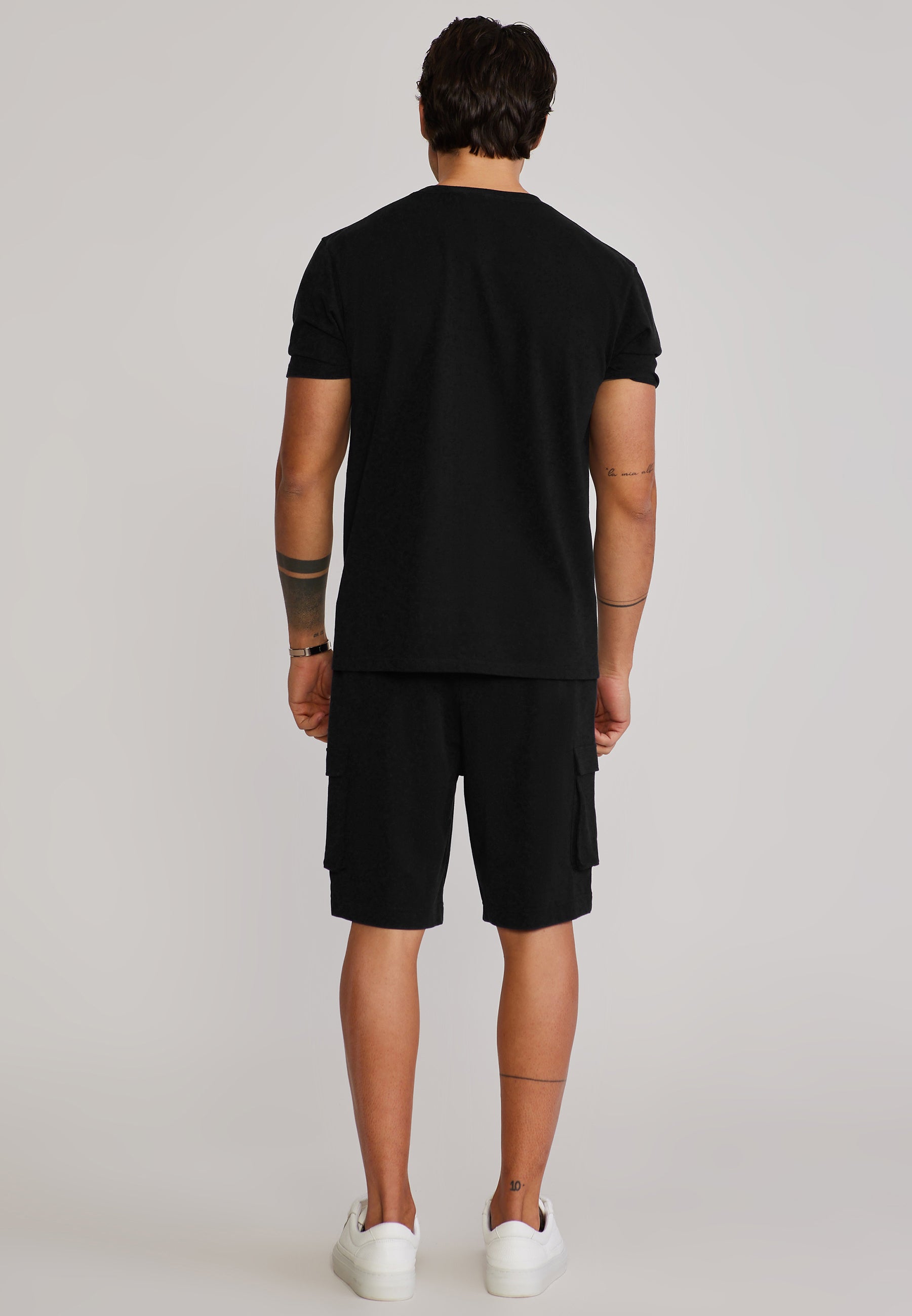 T-Shirt and Shorts Set in Black Sets SikSilk
