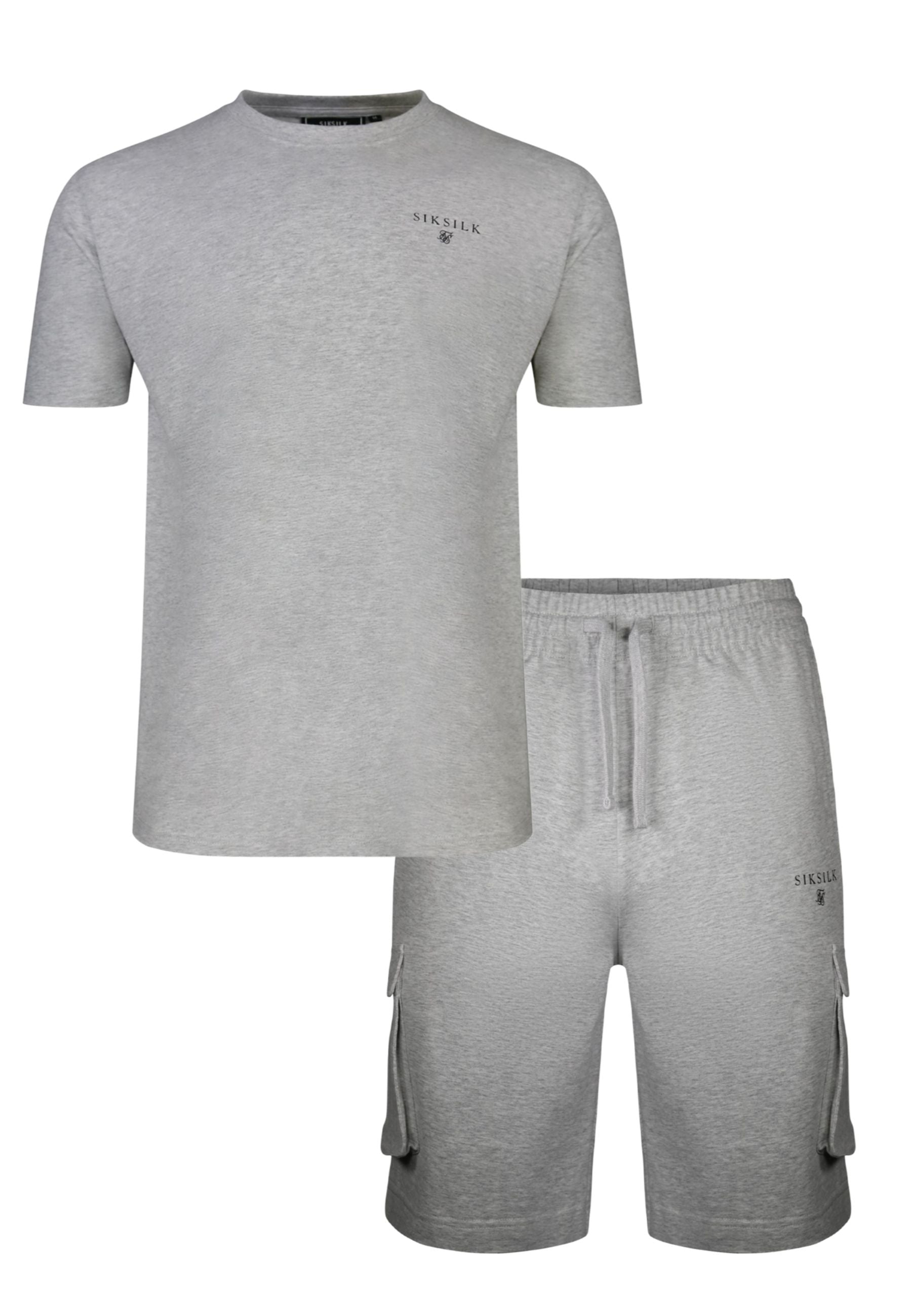 T-Shirt and Shorts Set in Grey Marl Sets SikSilk