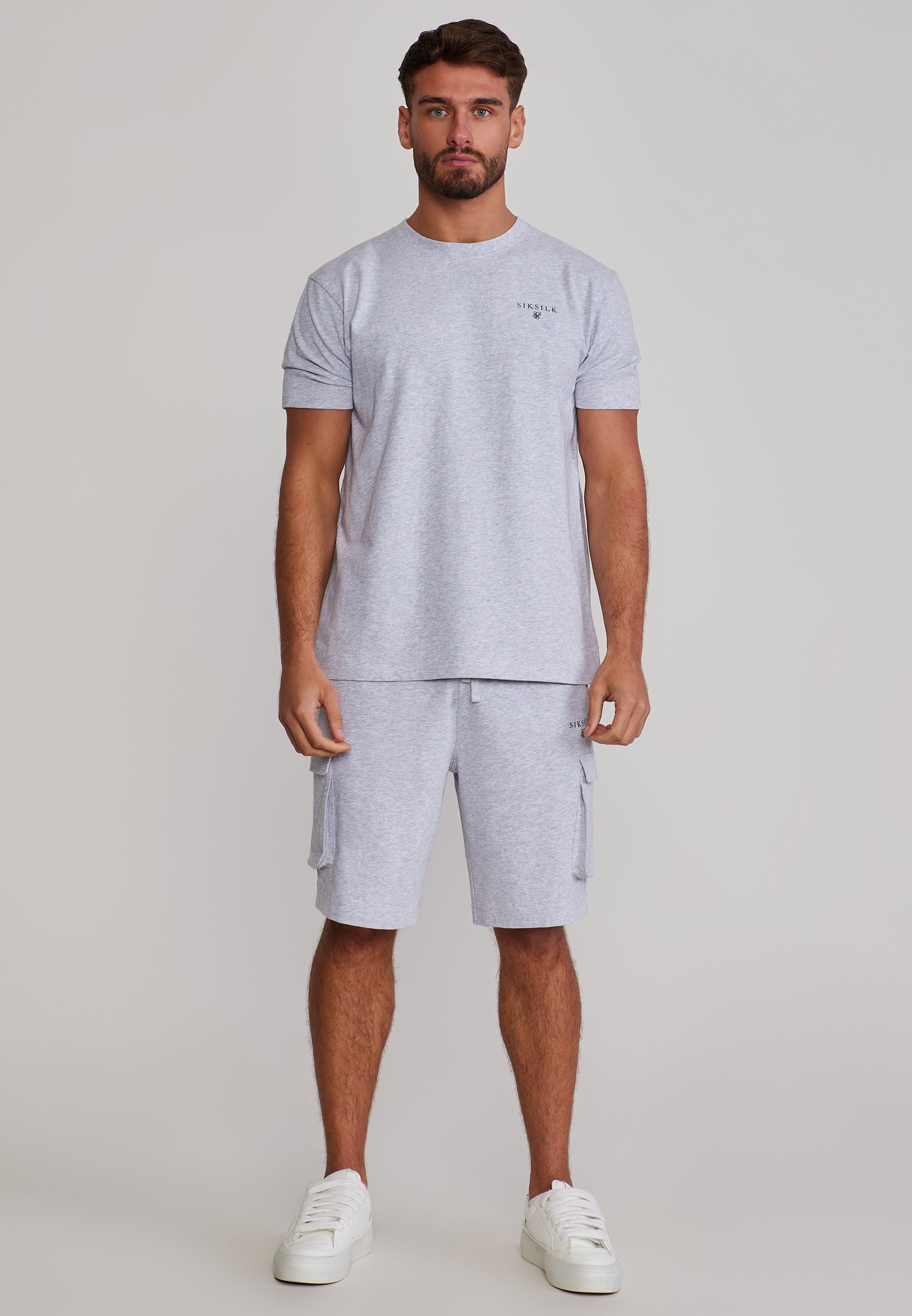 T-Shirt and Shorts Set in Grey Marl Sets SikSilk