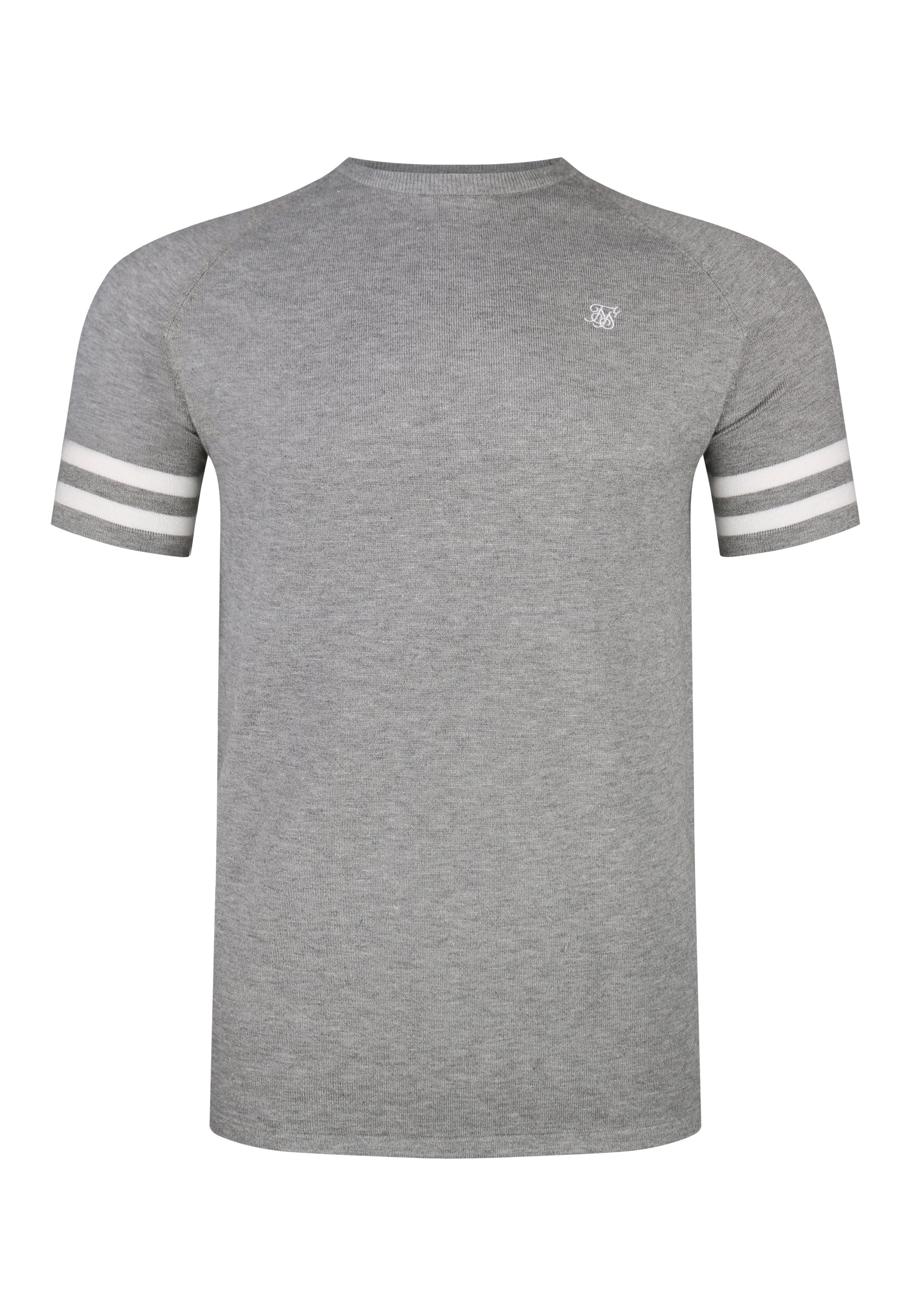 Knitted T-Shirt in Grey Marl T-Shirts SikSilk