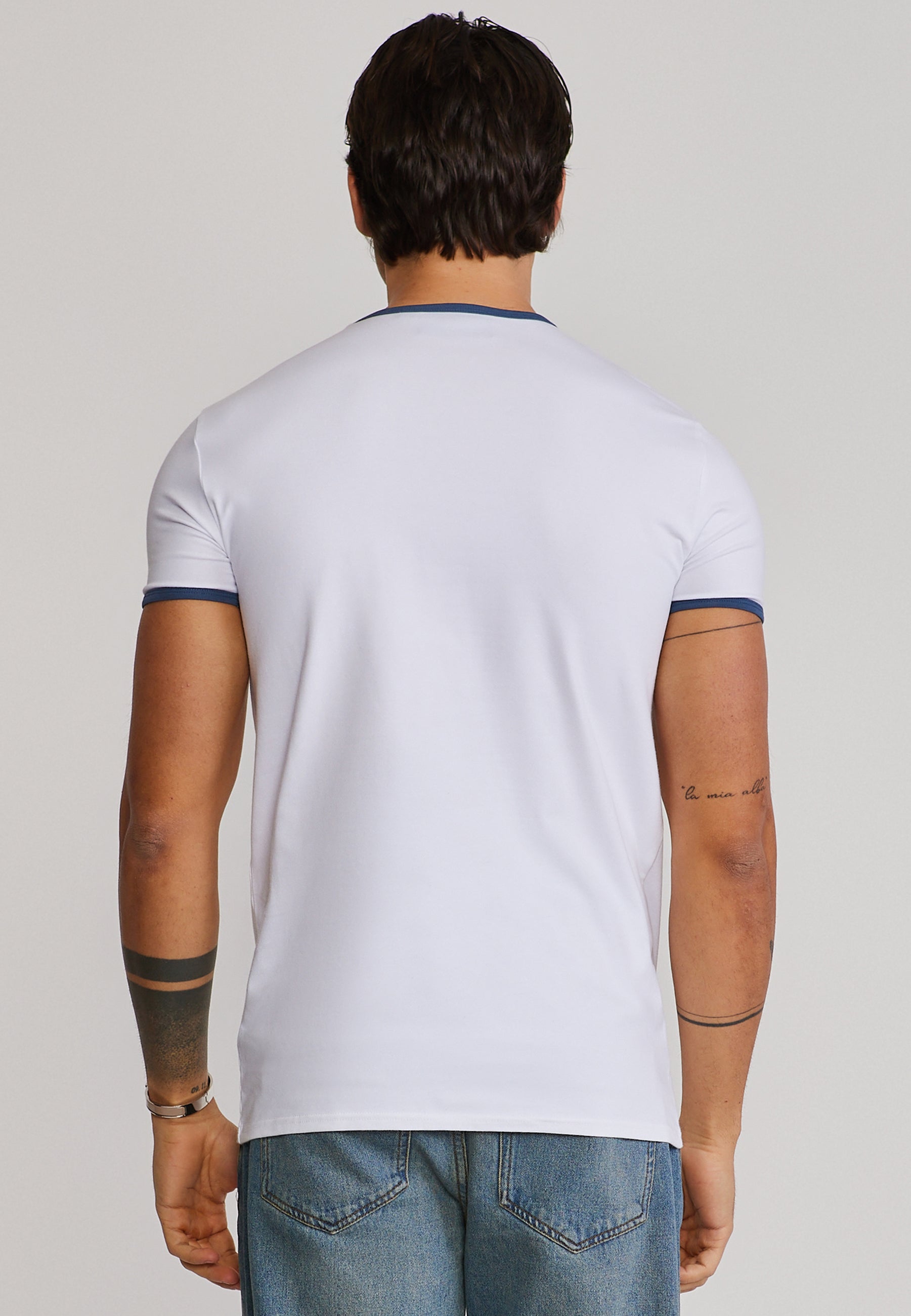 Ringer T-Shirt in White-Blue T-Shirts SikSilk