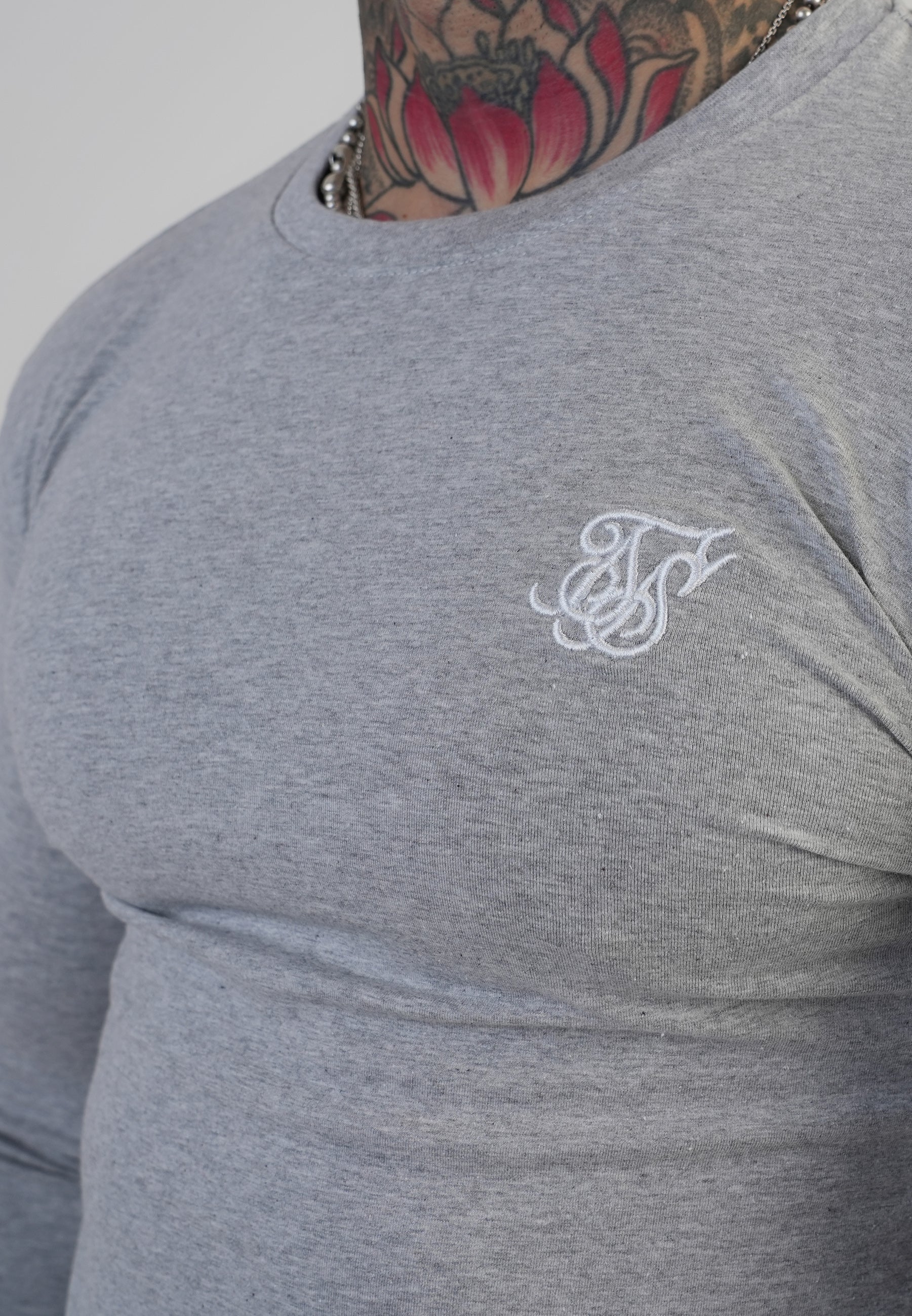 Essentials Long Sleeve T-Shirt in Grey Marl T-Shirts SikSilk
