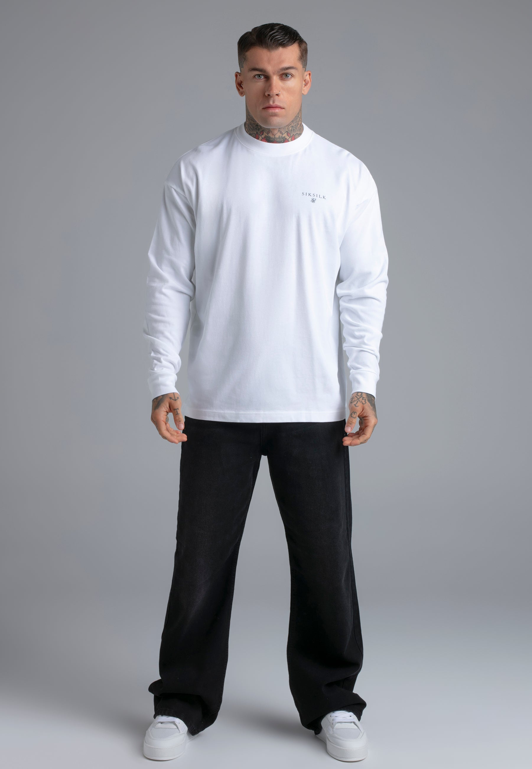 Long Sleeve T-Shirt in White T-Shirts SikSilk