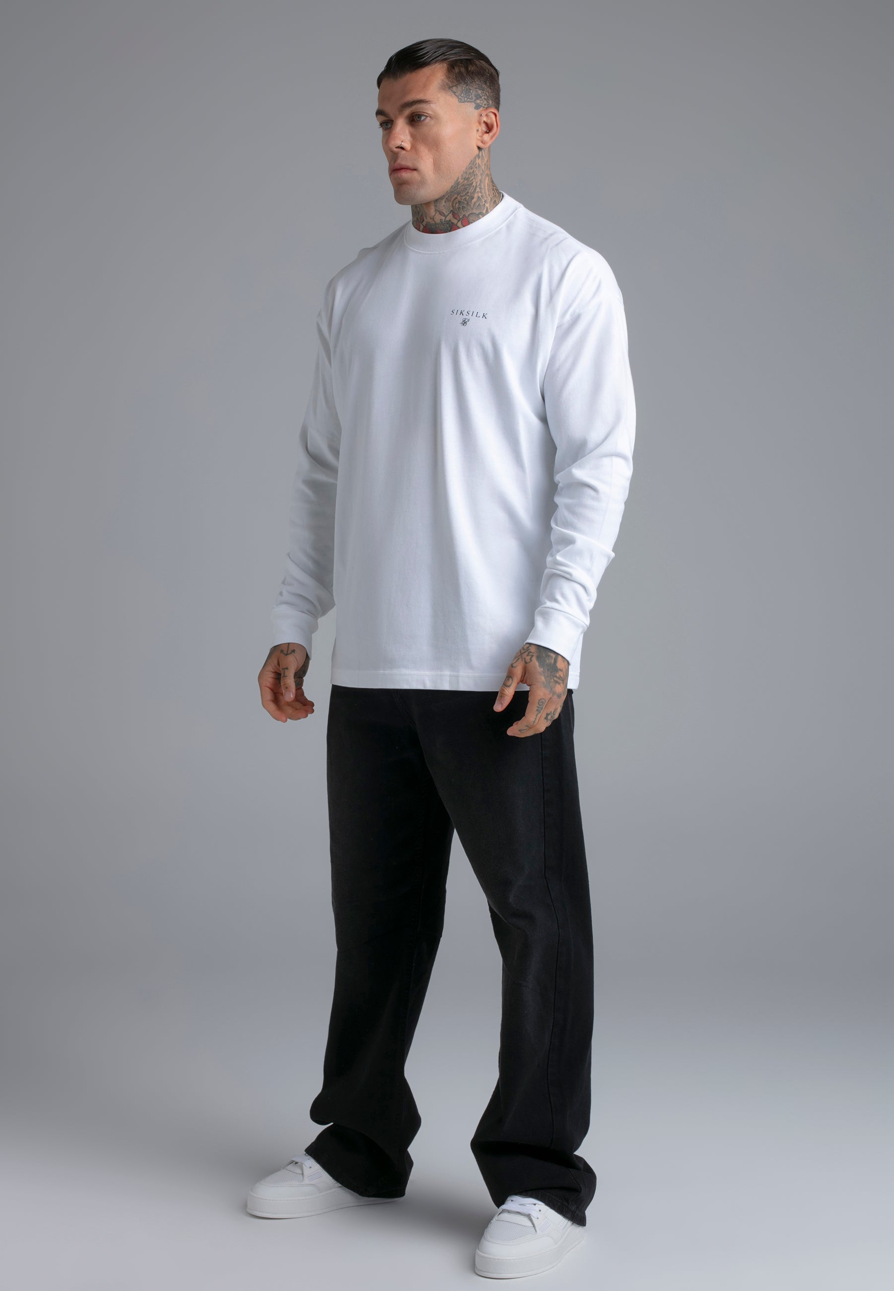 Long Sleeve T-Shirt in White T-Shirts SikSilk