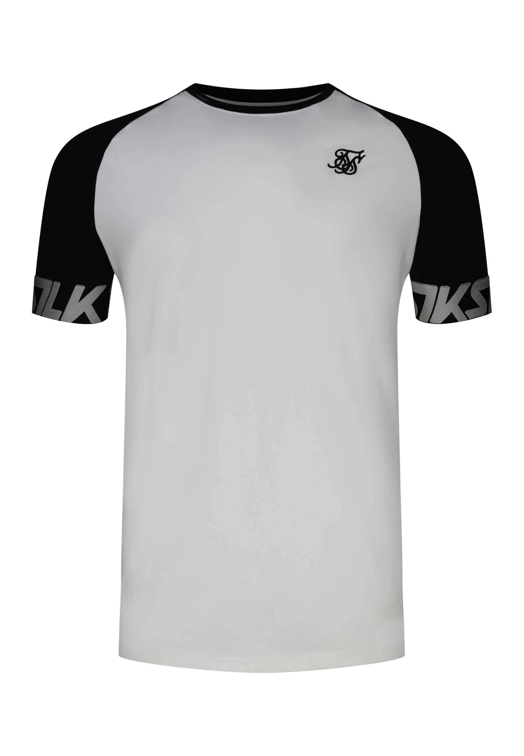 Raglan Tech T-Shirt in White-Black T-Shirts SikSilk