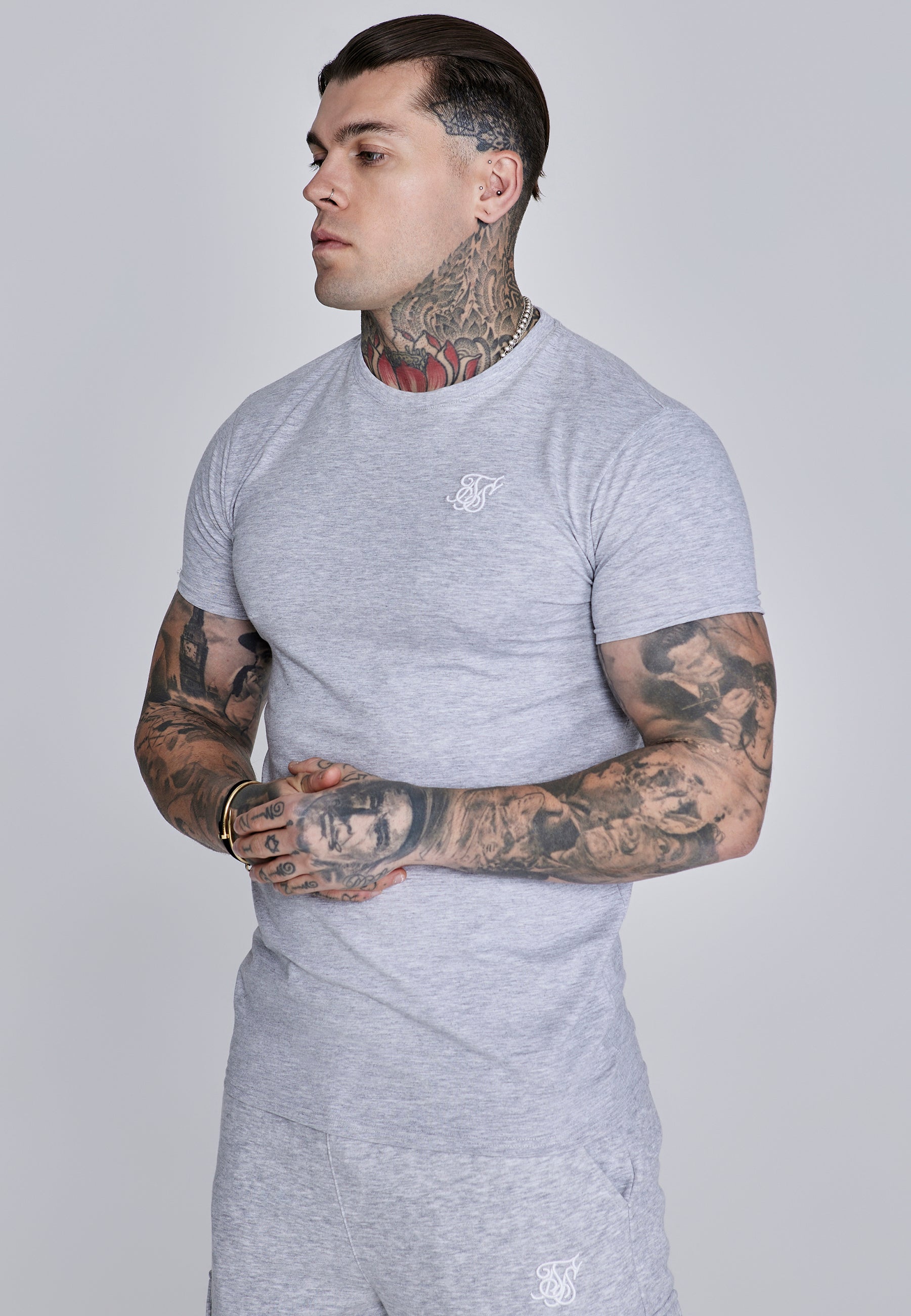 Essentials T-Shirt in Grey Marl T-Shirts SikSilk