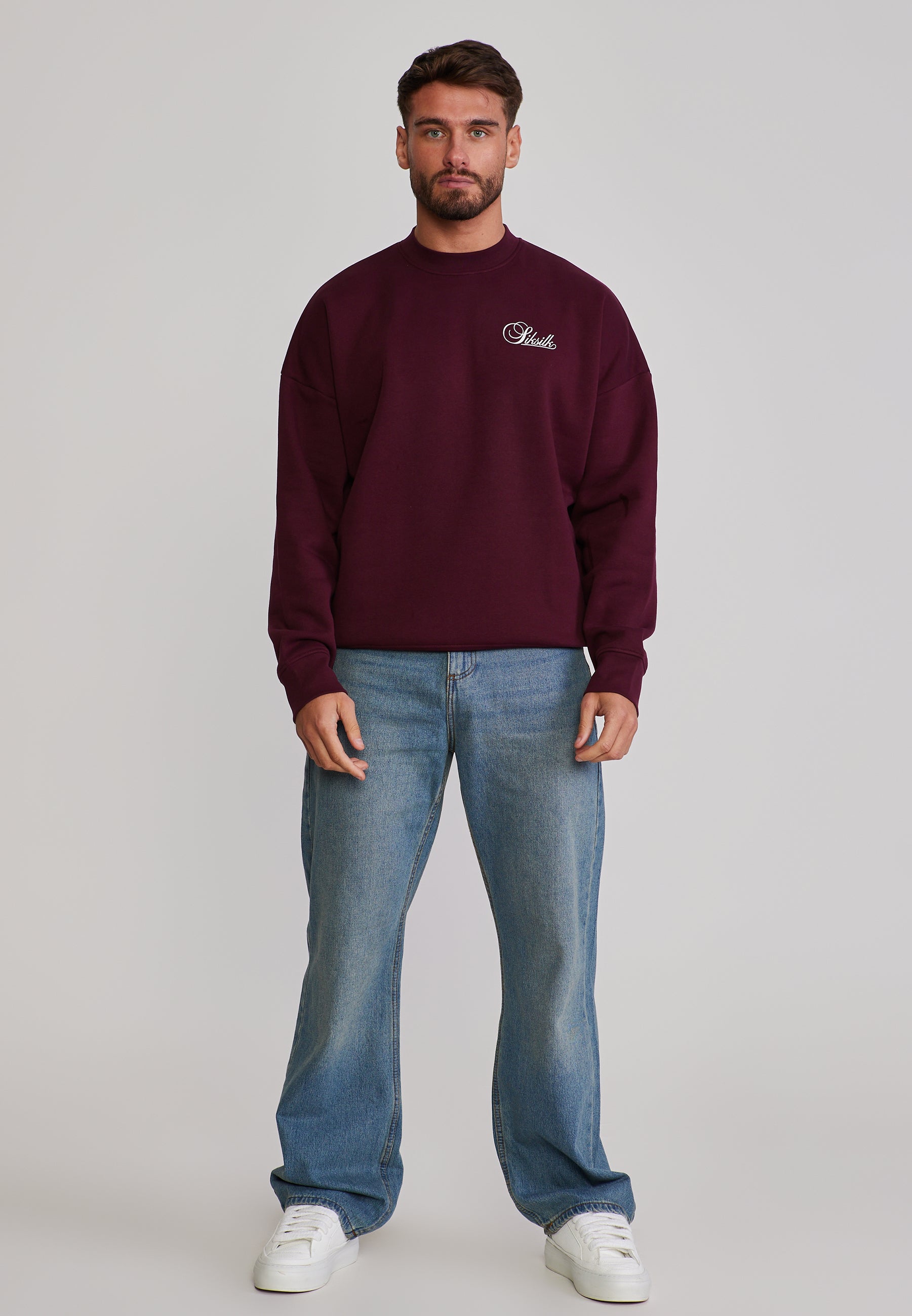 Essentials Sweater in Burgundy Sweatshirts SikSilk