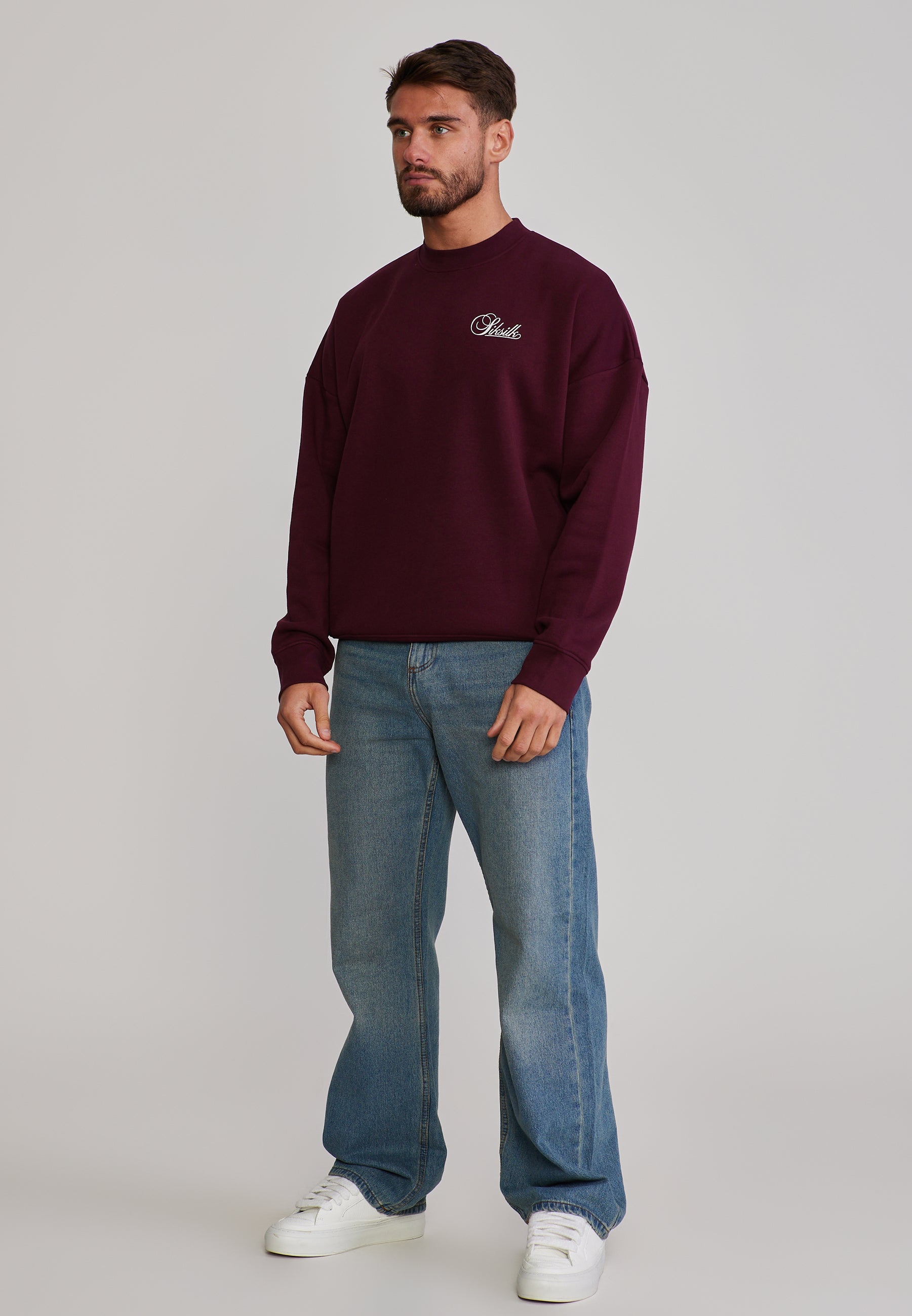 Essentials Sweater in Burgundy Sweatshirts SikSilk