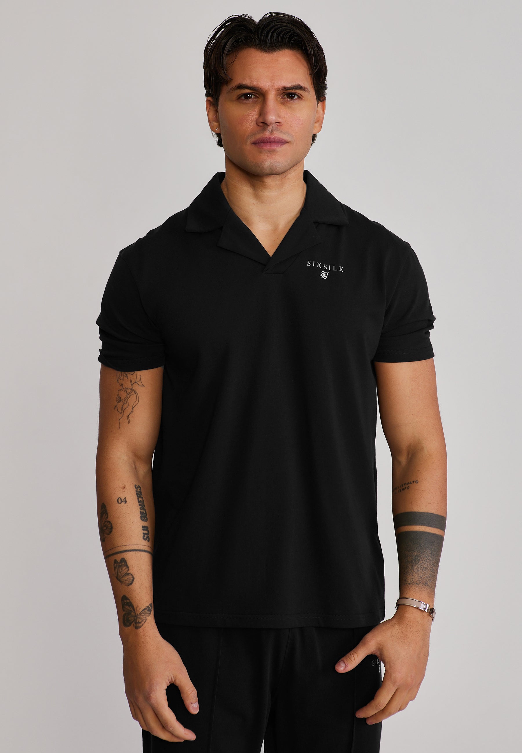 Polo and Shorts Set in Black Sets SikSilk