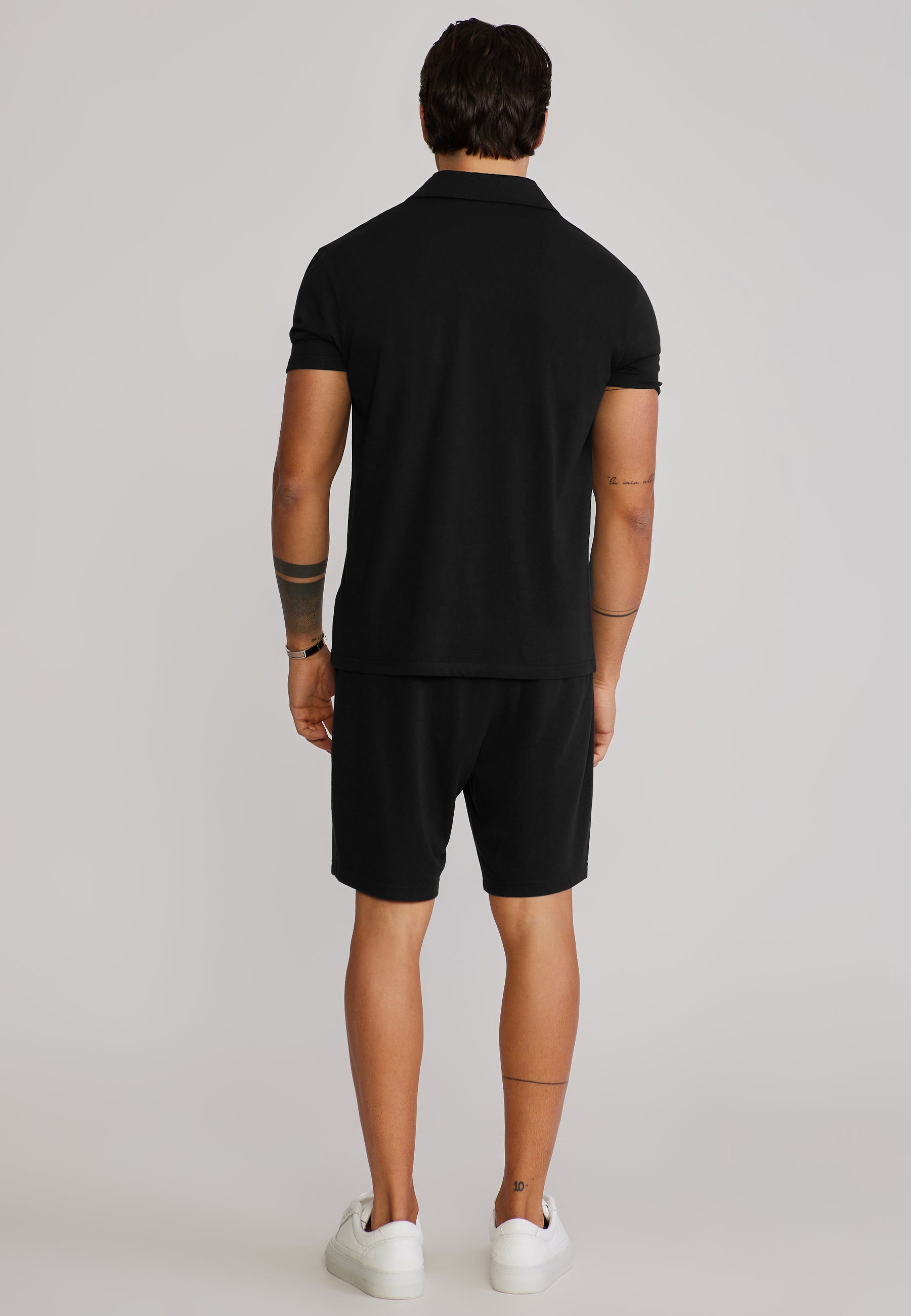 Polo and Shorts Set in Black Sets SikSilk