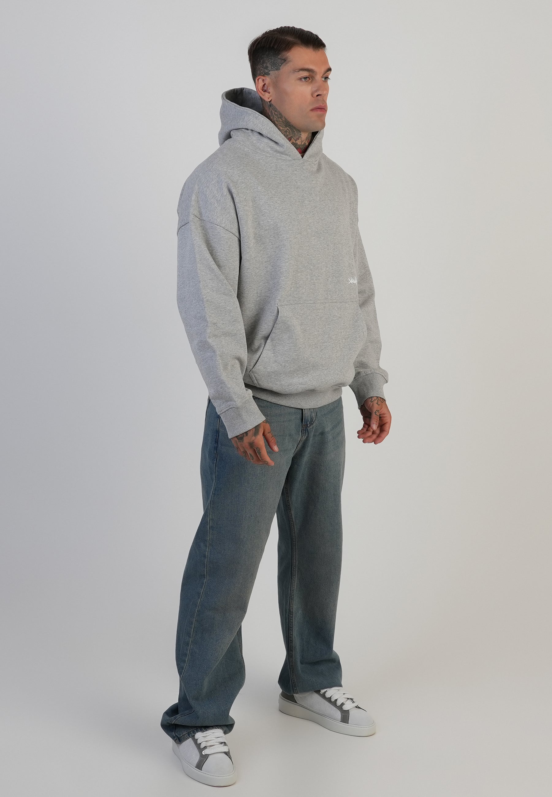 Graphic Hoodie in Grey Marl Kapuzenpullover SikSilk