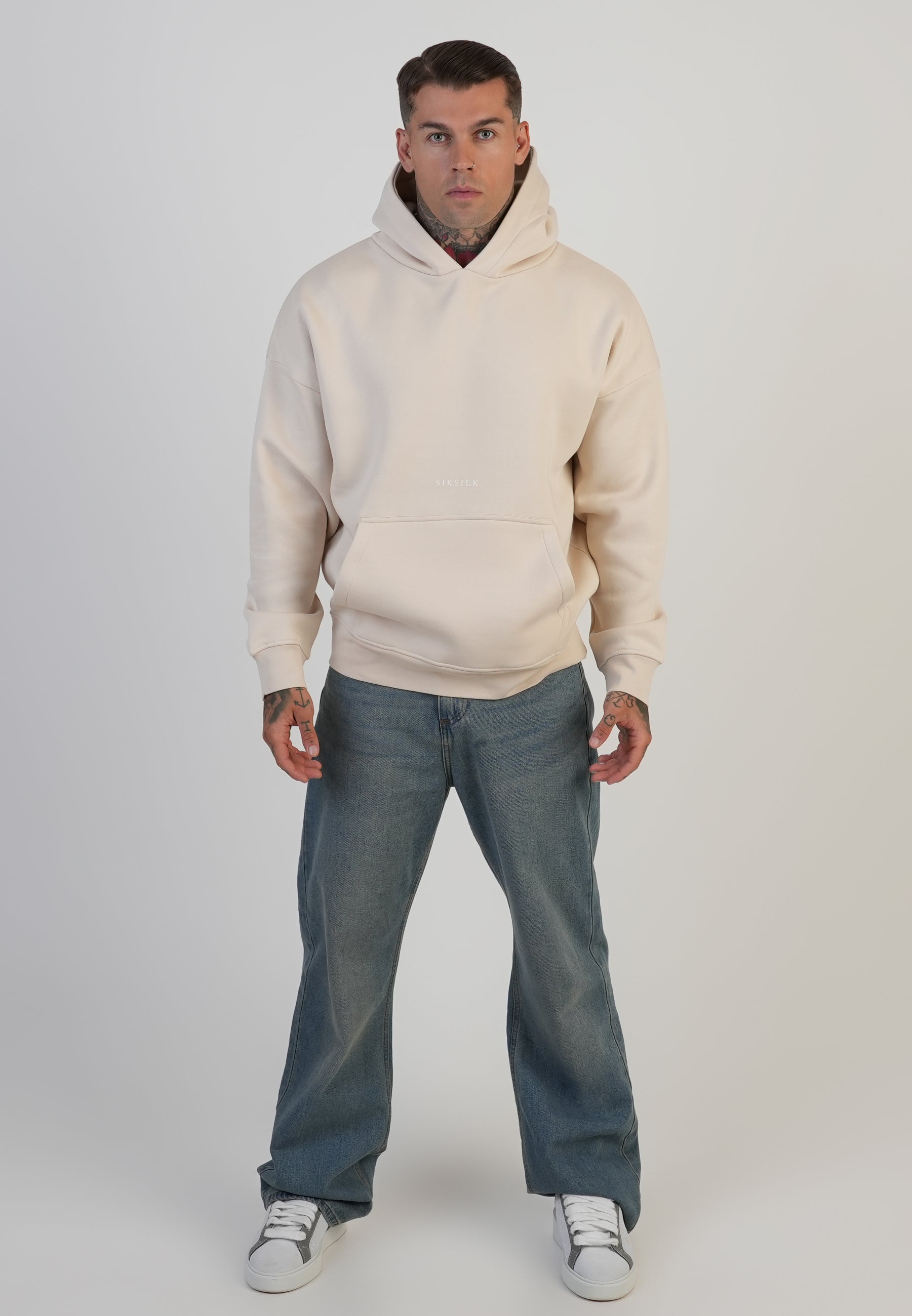 Graphic Hoodie in Ecru Kapuzenpullover SikSilk