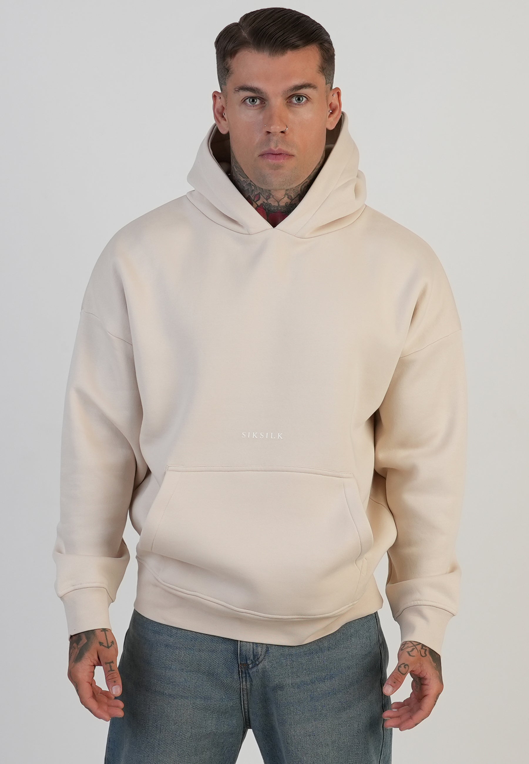 Graphic Hoodie in Ecru Kapuzenpullover SikSilk