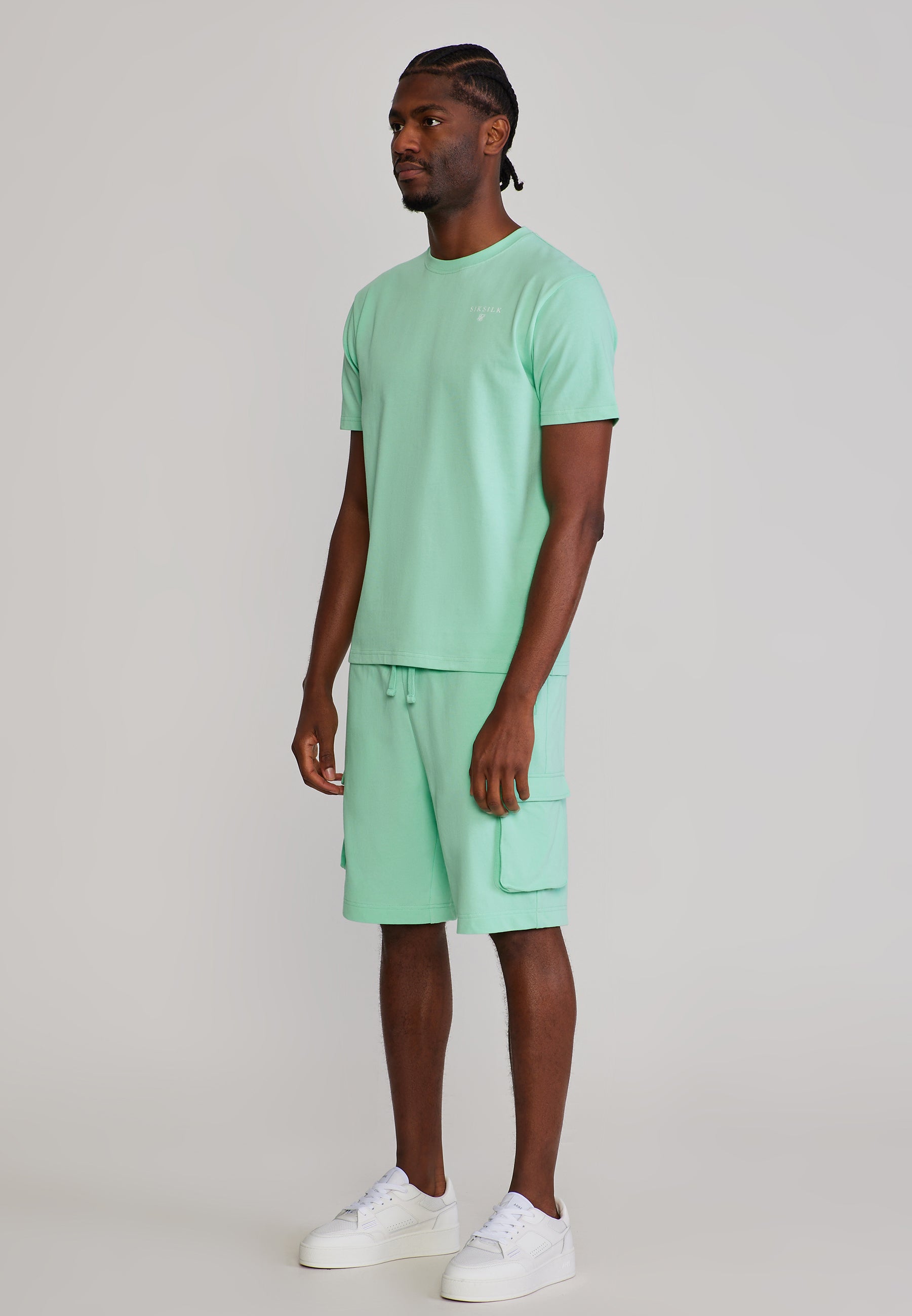 T-Shirt and Shorts Set in Green Sets SikSilk
