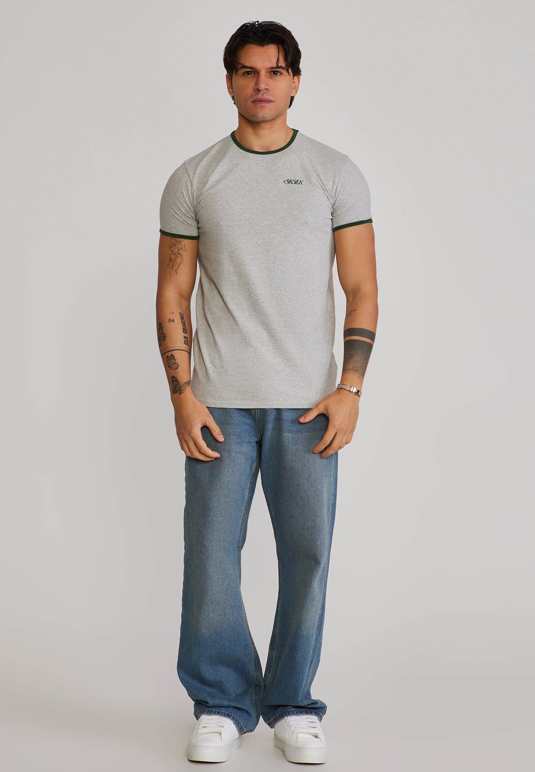 Ringer T-Shirt in Grey Marl T-Shirts SikSilk