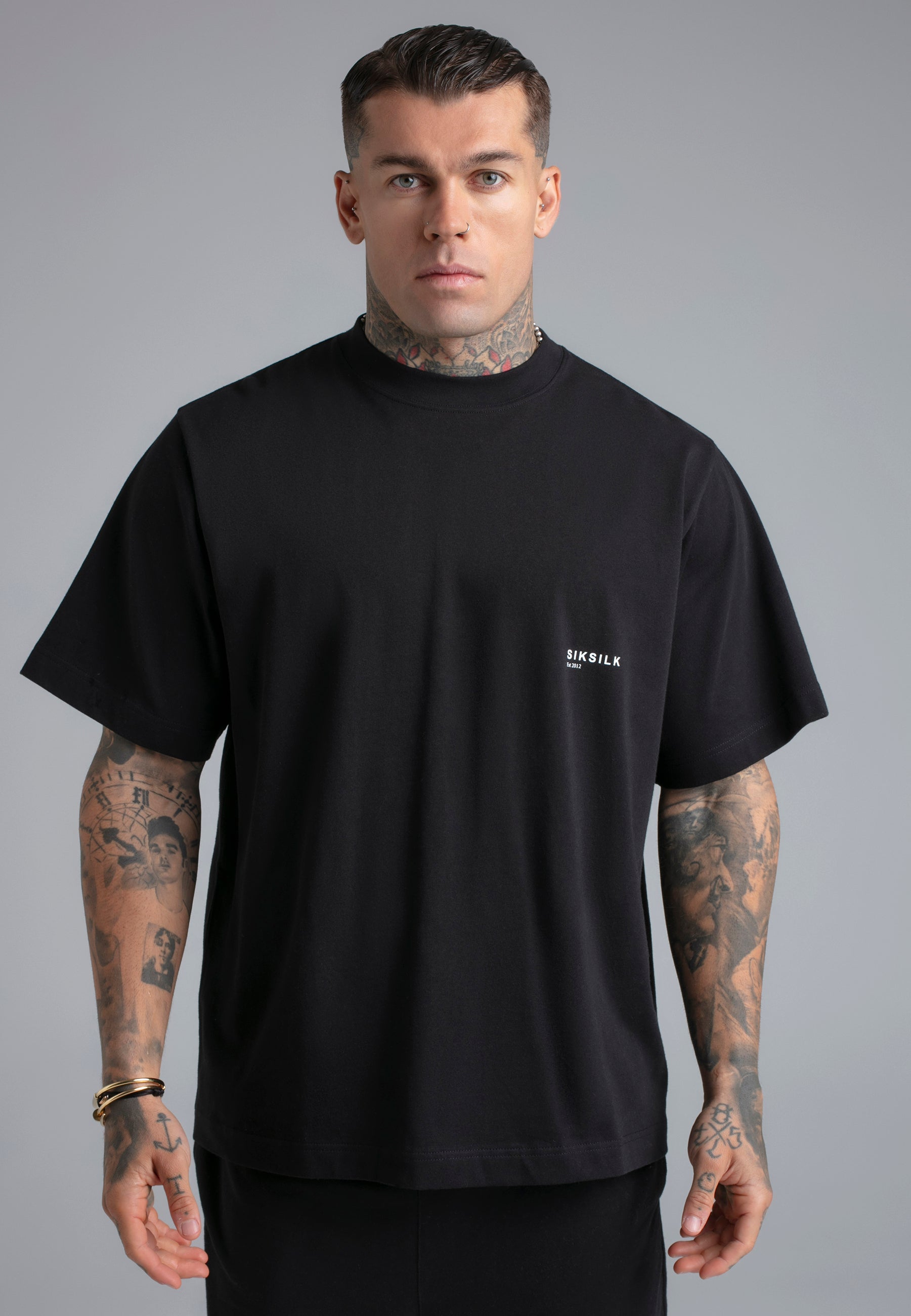 T-Shirt and Shorts Set in Black Sets SikSilk